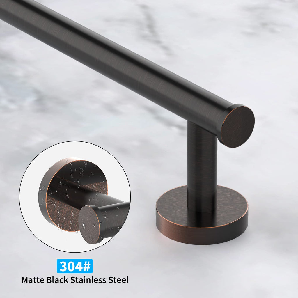 Cilee 2 Pieces Matte Black Bathroom Towel Bar, 24 Inch Double Towel Racks,Bathroom Towel Holder Towel Hanger for Bathroom Stainless Steel Wall Mount