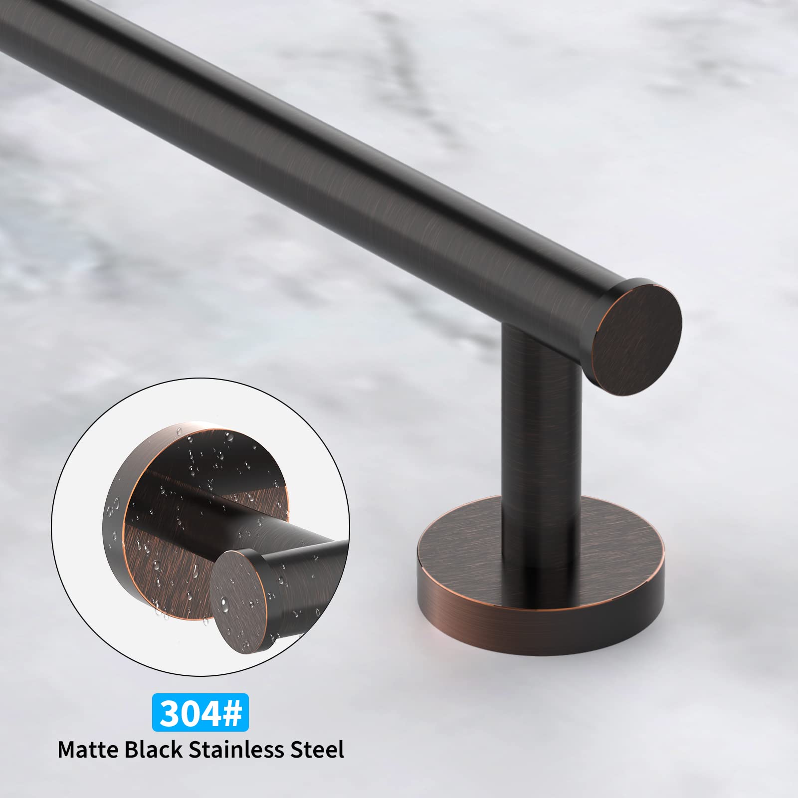 Cilee 2 Pieces Matte Black Bathroom Towel Bar, 24 Inch Double Towel Racks,Bathroom Towel Holder Towel Hanger for Bathroom Stainless Steel Wall Mount