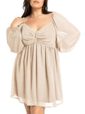 SCOMCHIC Women's Plus Size Puff Long Sleeve Dresses Sweetheart Neckline A Line Short Wedding Guest Cocktail Dress
