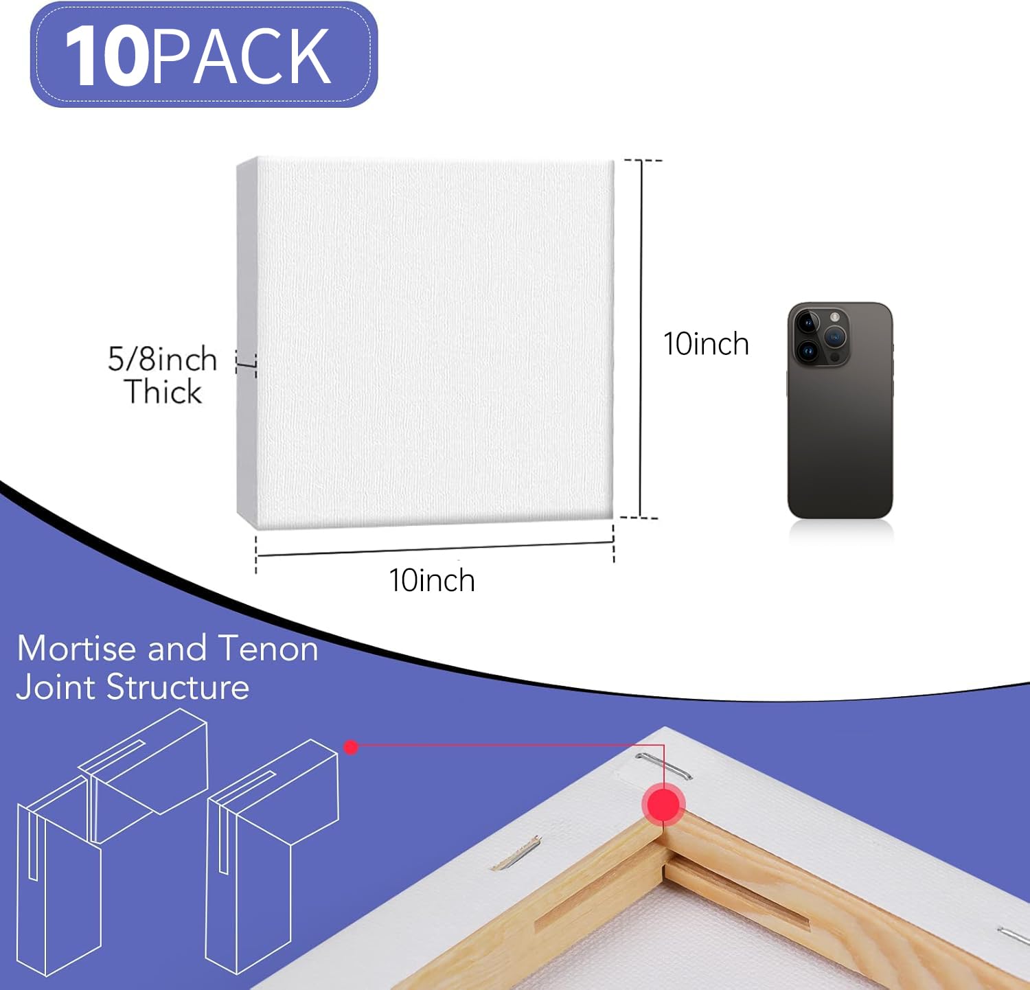 ESRICH Stretched Canvas for Painting 5x7, 48 Pack Small Canvases for Painting 5/8" Profile Primed Acid-Free Blank Painting Canvas for Kids & Artists for Decorations, Painting Parties.