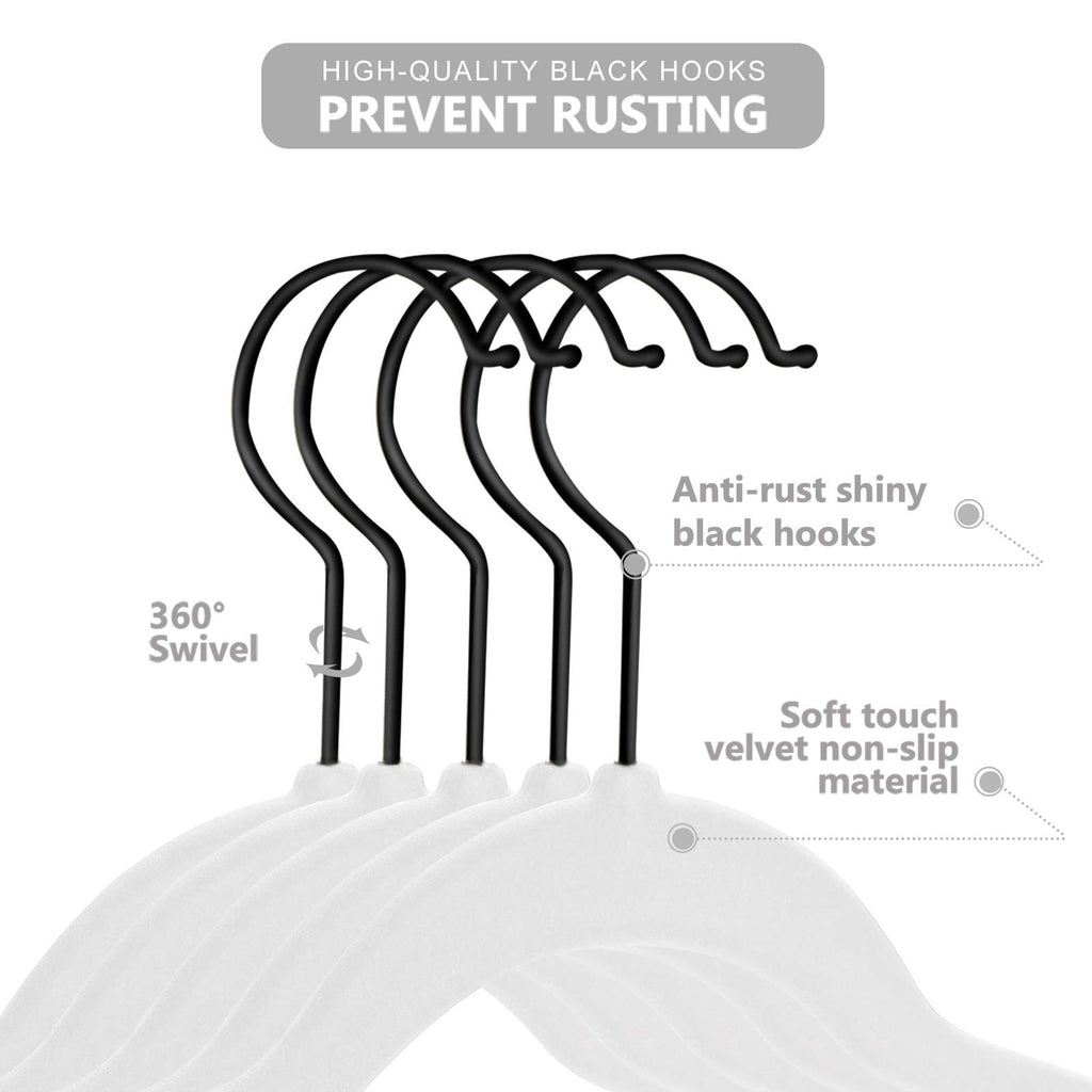 MIZGI Baby Velvet Hangers,Non-Slip Kids & Toddler Hangers,11.8 Inch Hangers for Baby Clothes,Pack of 50(Black/Black)