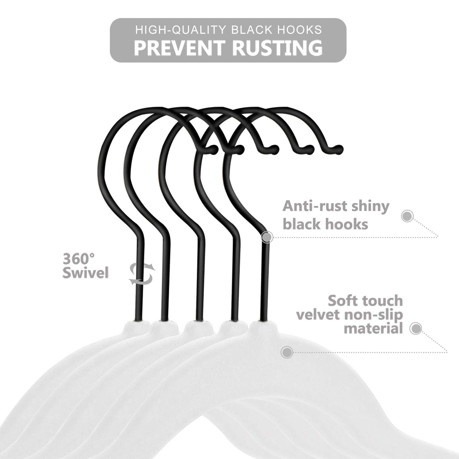 MIZGI Baby Velvet Hangers,Non-Slip Kids & Toddler Hangers,11.8 Inch Hangers for Baby Clothes,Pack of 50(Black/Black)