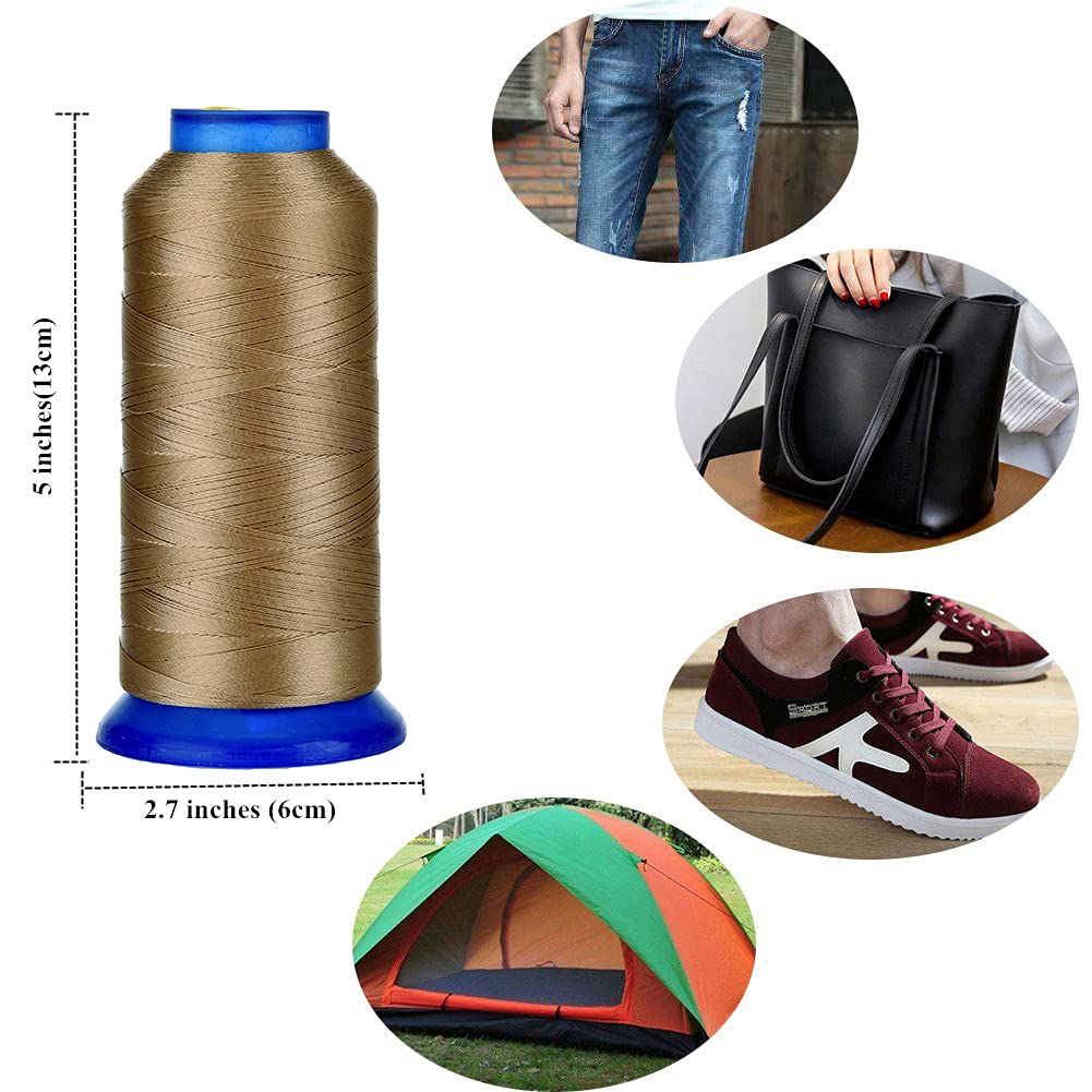 Selric UV Resistant High Strength Polyester Thread #69 T70 Size 210D/3 for Upholstery, Outdoor Market, Drapery, Beading, Purses, Leather （(Light) Yellow）