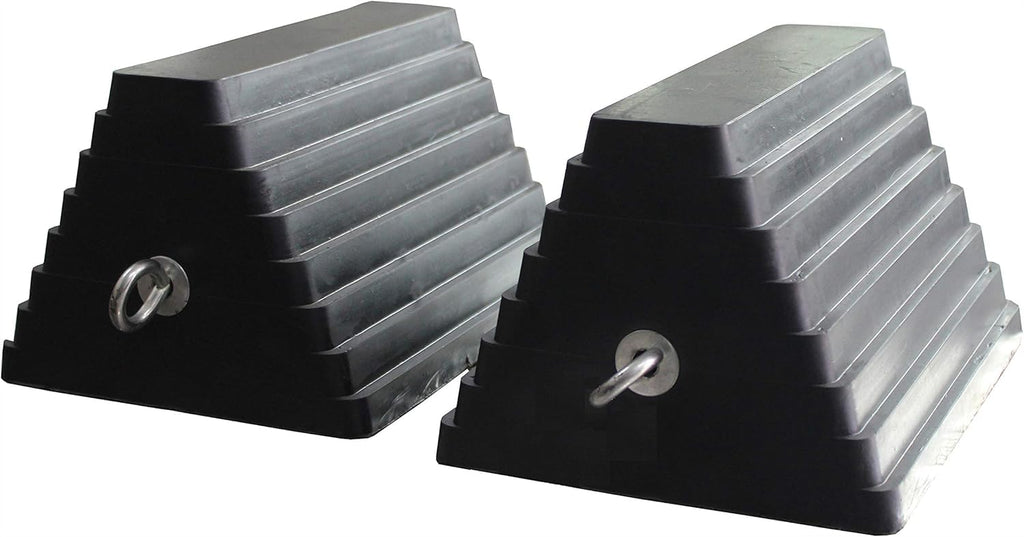 MaxxHaul 70073 Solid Rubber Heavy Duty Wheel Chock with Eyebolt (Pack of 2)