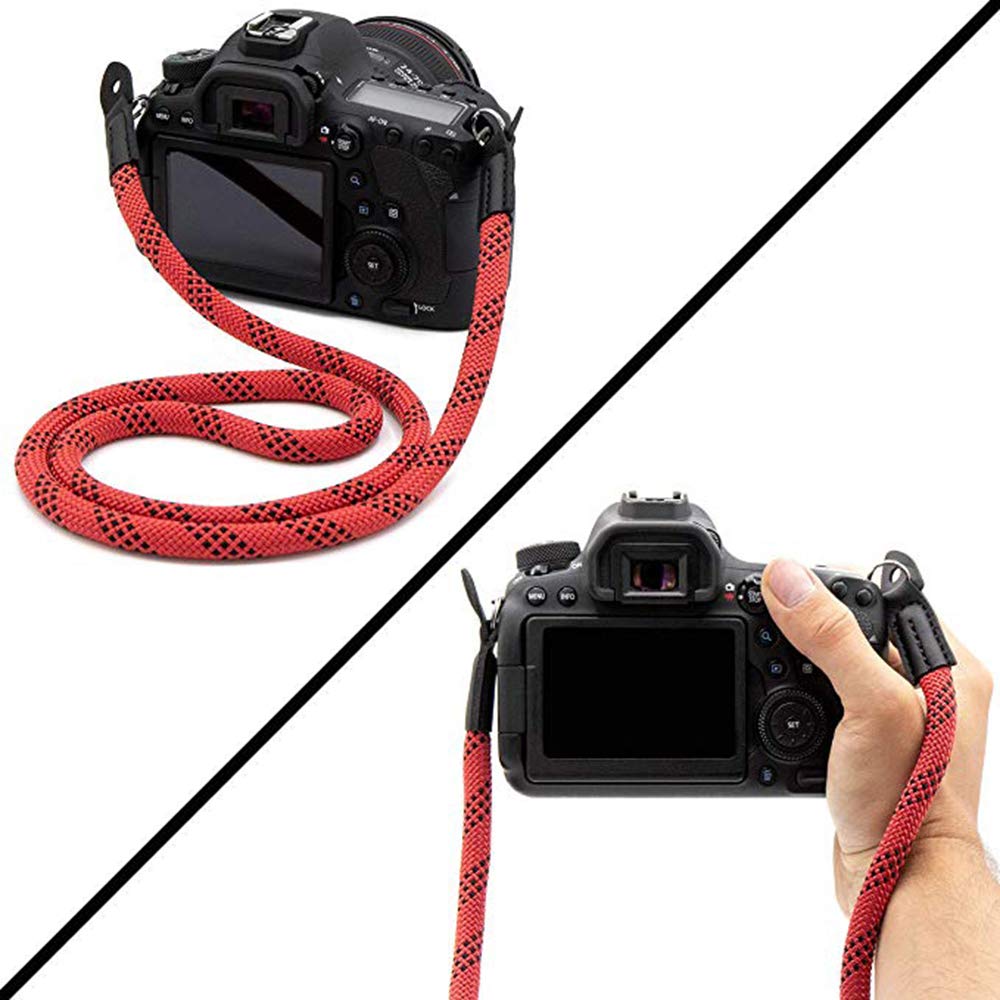 Camera Strap Vintage 100cm Nylon Climbing Rope Camera Neck Shoulder Strap for Micro Single and DSLR Camera.(Black)