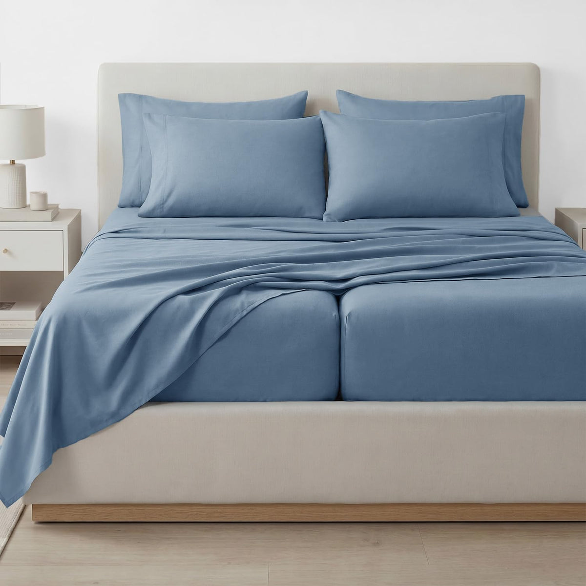 Southshore Fine Living, Inc. 4-Piece, 21-Inch Deep Pocket Twin Sheets Set with Fitted Sheet, Soft Microfiber, Oversized Flat Sheet, 2 Pillow Cases Standard Size, Hotel Collection Twin Bed White Sheets