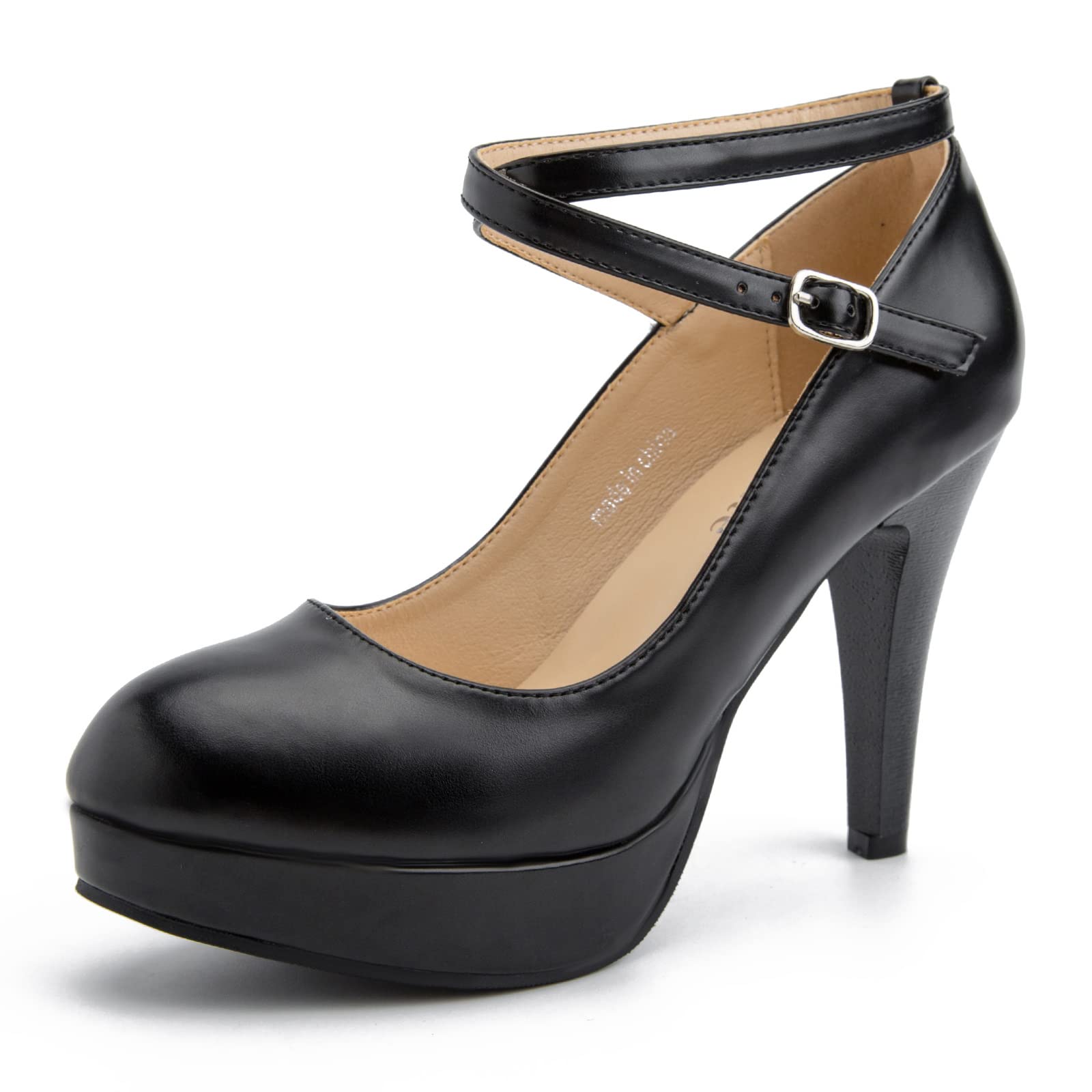 fereshte Women's Platform Pumps, Ankle Strap, High Heel, Closed Toe, Party Wedding Dress Shoes