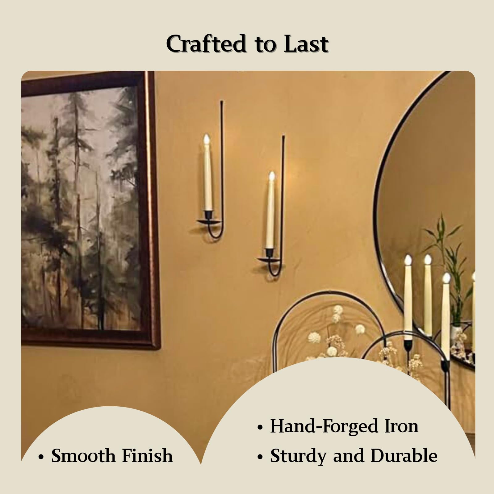 Black Hurricane Glass Candle Holders Set of 3, Tall Metal Taper Candle Stick Holder, Clear Candlestick Holders, Table Centerpieces Decor for Dining Dinner, Weddings, Christmas Fireplace Decorations