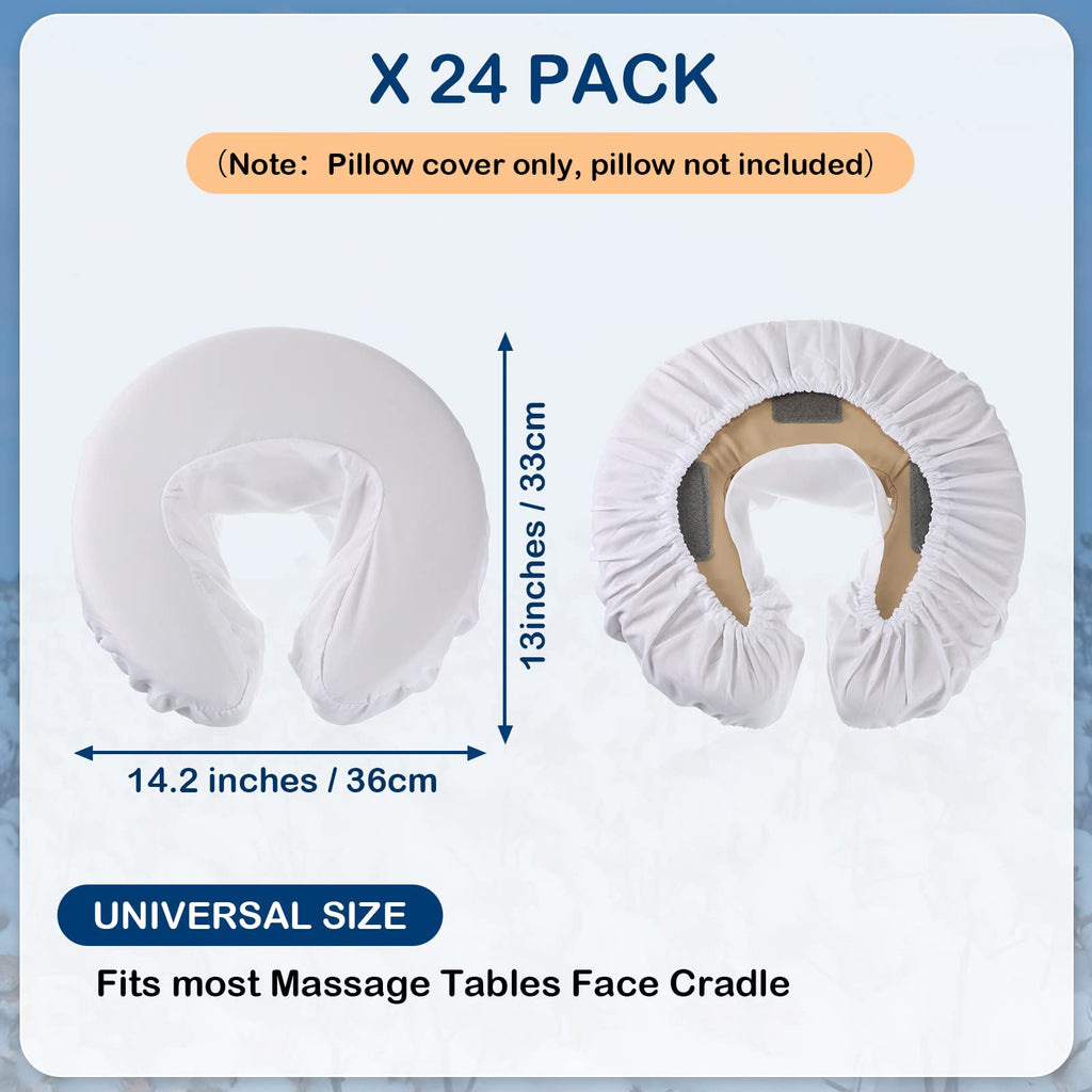 Macarrie 24 Pcs Face Cradle Covers for Massage Table Microfiber Reusable Soft Thicker Massage Table Headrest Covers Bulk Oil Proof Cradle Head Rest Sheets for Spa Beauty Salons(Beige)