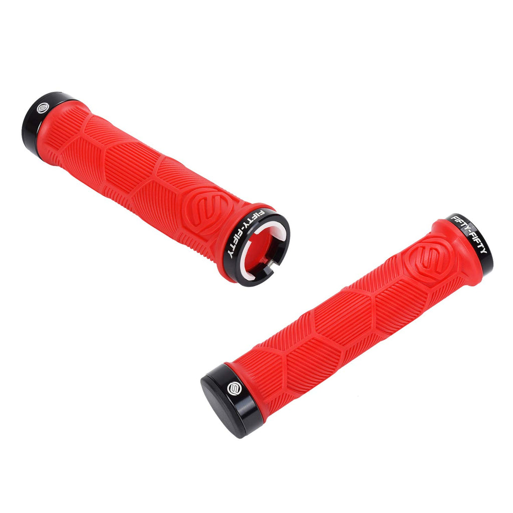 FIFTY-FIFTY Double Lock-On Mountain Bike Grips, Bicycle Handlebar Locking Grips, Non-Slip MTB Handle