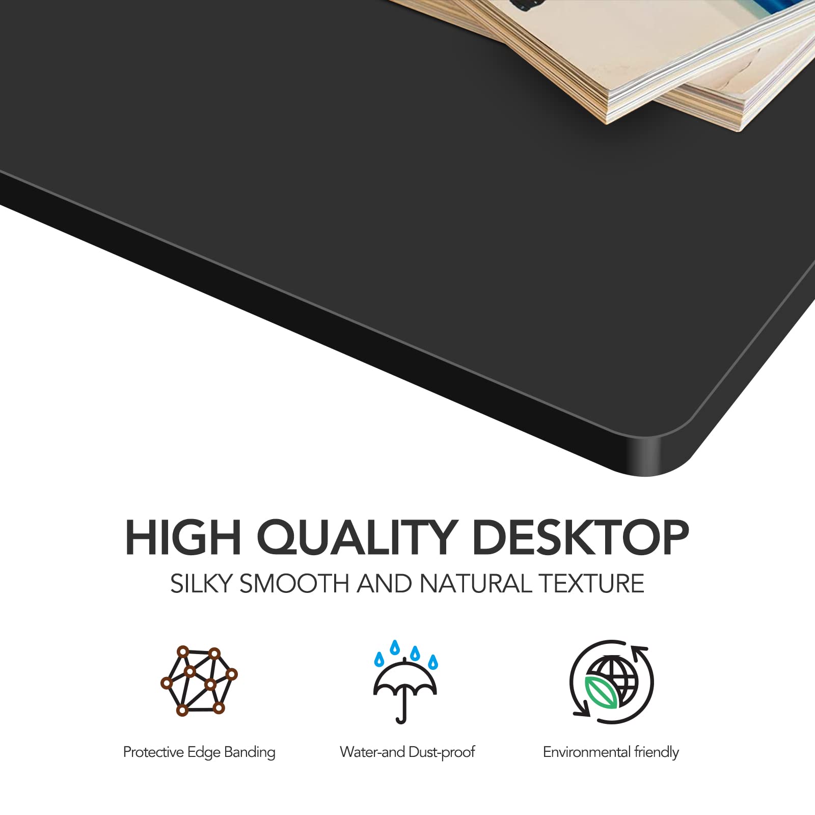 SANODESK Whole-Piece Particle Board Table Top for Standing Desk Home Office Desk DIY, 40x24x1 Inch Black Desk Top