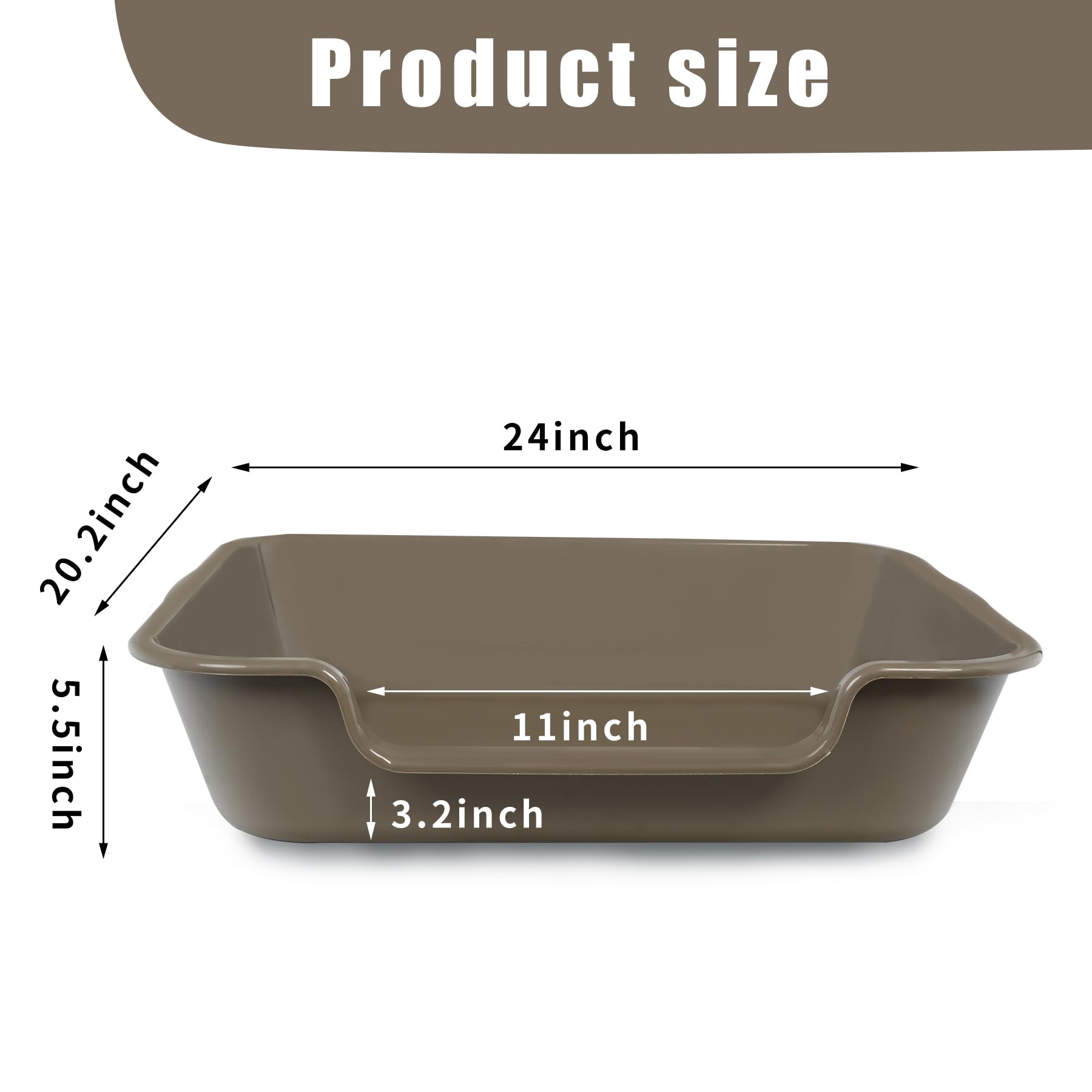 1 Pack of Extra Large Cat Litter Box (ABS Material), Low Entry Senior Litter Pen for Geriatric Kitty Big Cats, Jumbo Pet Safe Litter Boxes Tray for Pets Potty (Beach Sand, 20" L x 15.5" W)