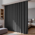 Room Divider Blackout Curtains Flexible Sliding Tracks Sets Ceiling Mounted Rod Window Curtain Privacy Separation for Bedroom Living Rooms,1 Panel Beige Drape and Black Track Set-W108xH72 in
