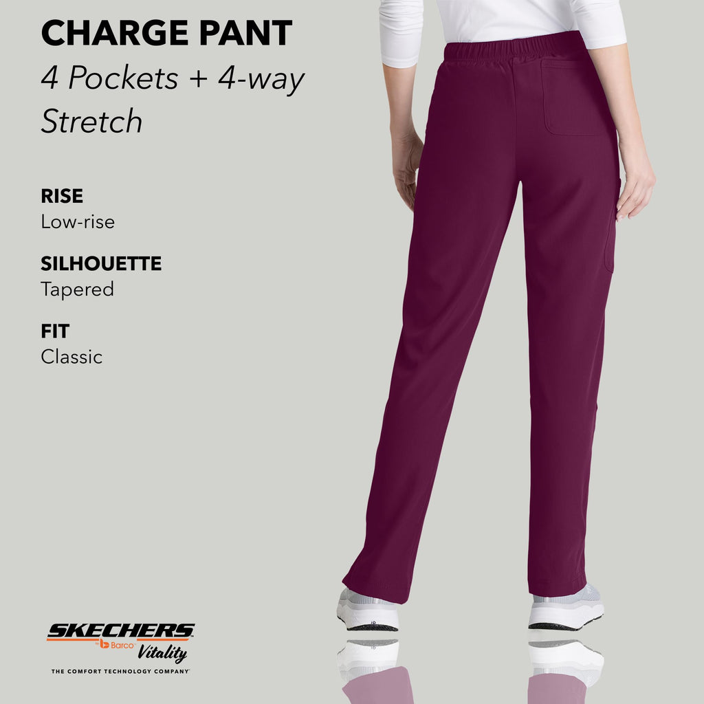 BARCO Skechers Vitality Charge Slim Fit Scrub Jogger for Women – Low-Rise Bottoms with Tapered Leg & 4-Way Stretch