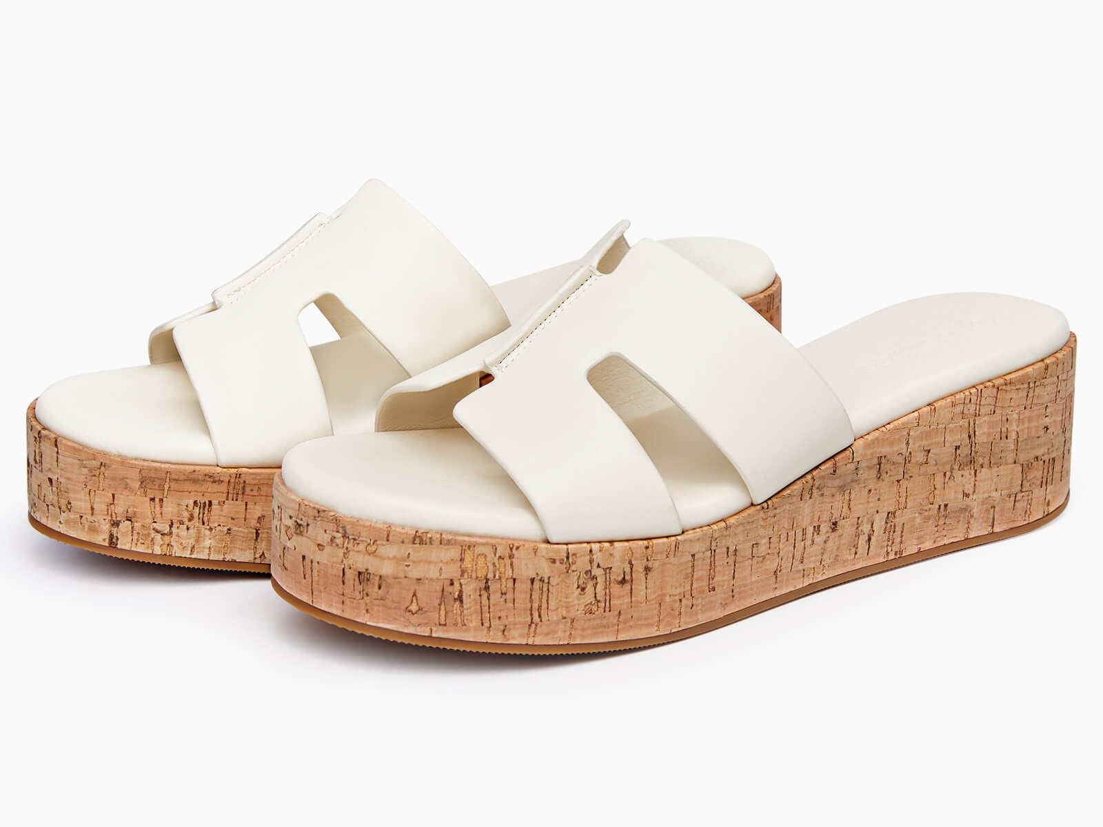 Coutgo Women's Platform Wedge Sandals Open Toe Slip On Slides Cork Heeled Cutout Comfortable Summer Shoes