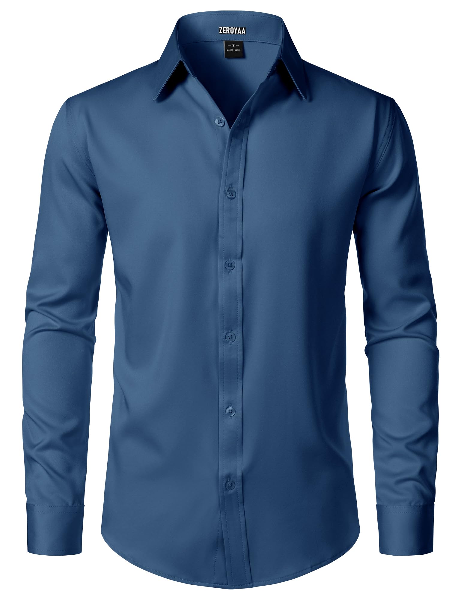 ZEROYAA Men's Wrinkle Free Long Sleeve Dress Shirt Business Casual Modern Slim Fit Button Down Shirts for Wedding and Office
