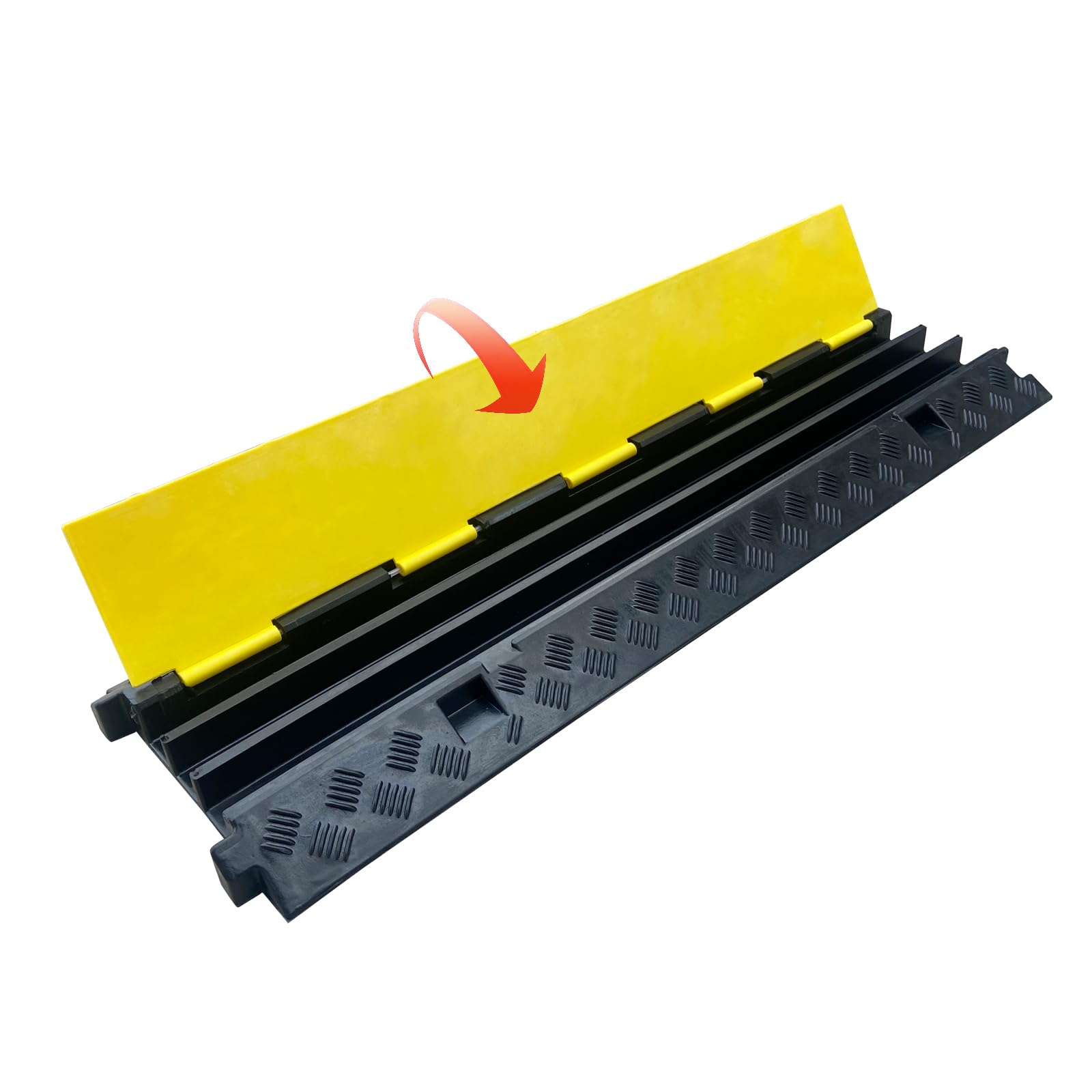 4 Pack Rubber Cable Ramp Hose Cable Protector Ramp 1 Channel 11000Lbs Load Capacity Traffic Speed Bump Wires Power Lines Extension Cord Cover for Indoor Outdoor