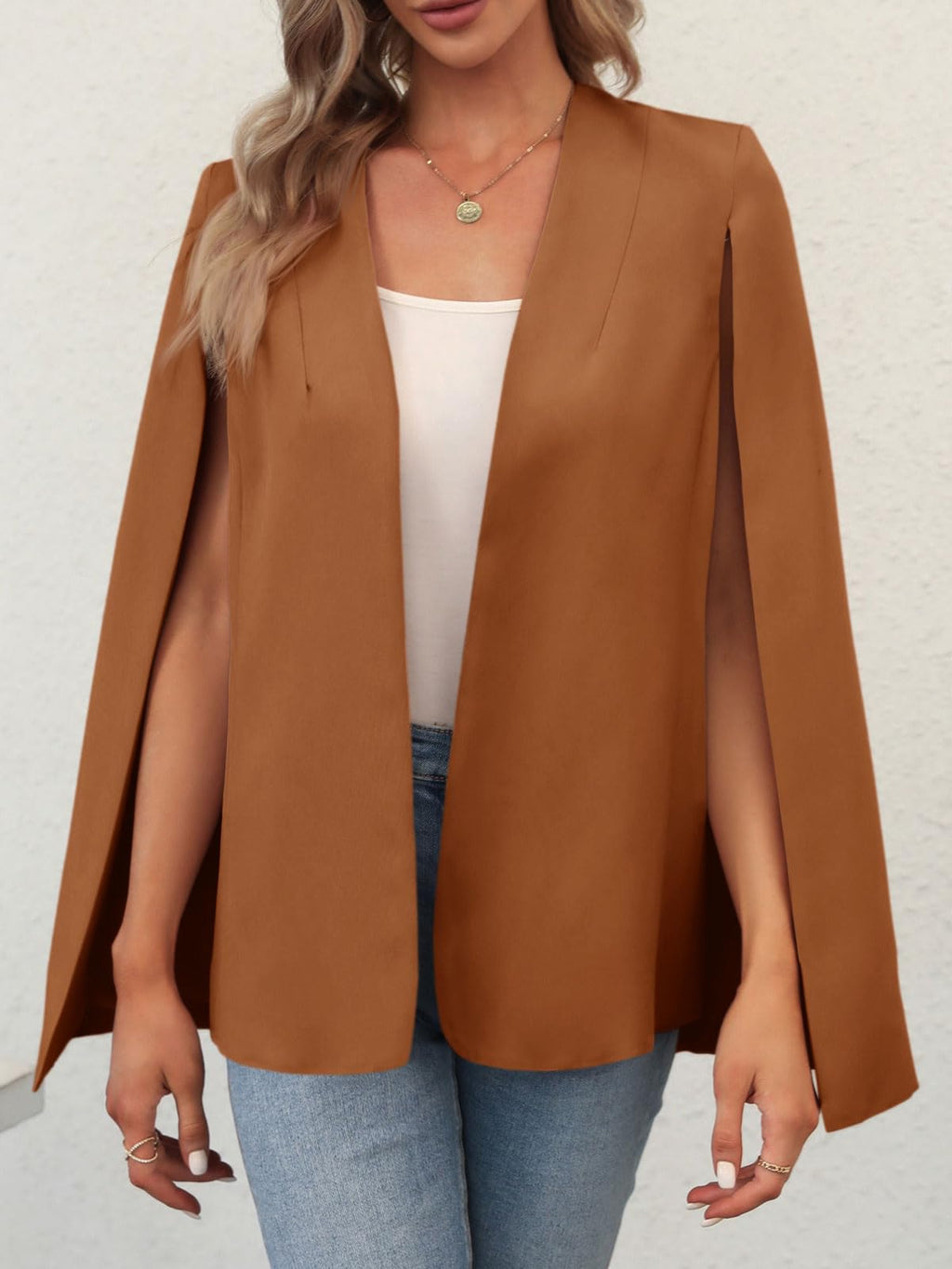 GAMISOTE Womens Cape Blazer Split Sleeve Open Front Casual Jacket Coat Workwear