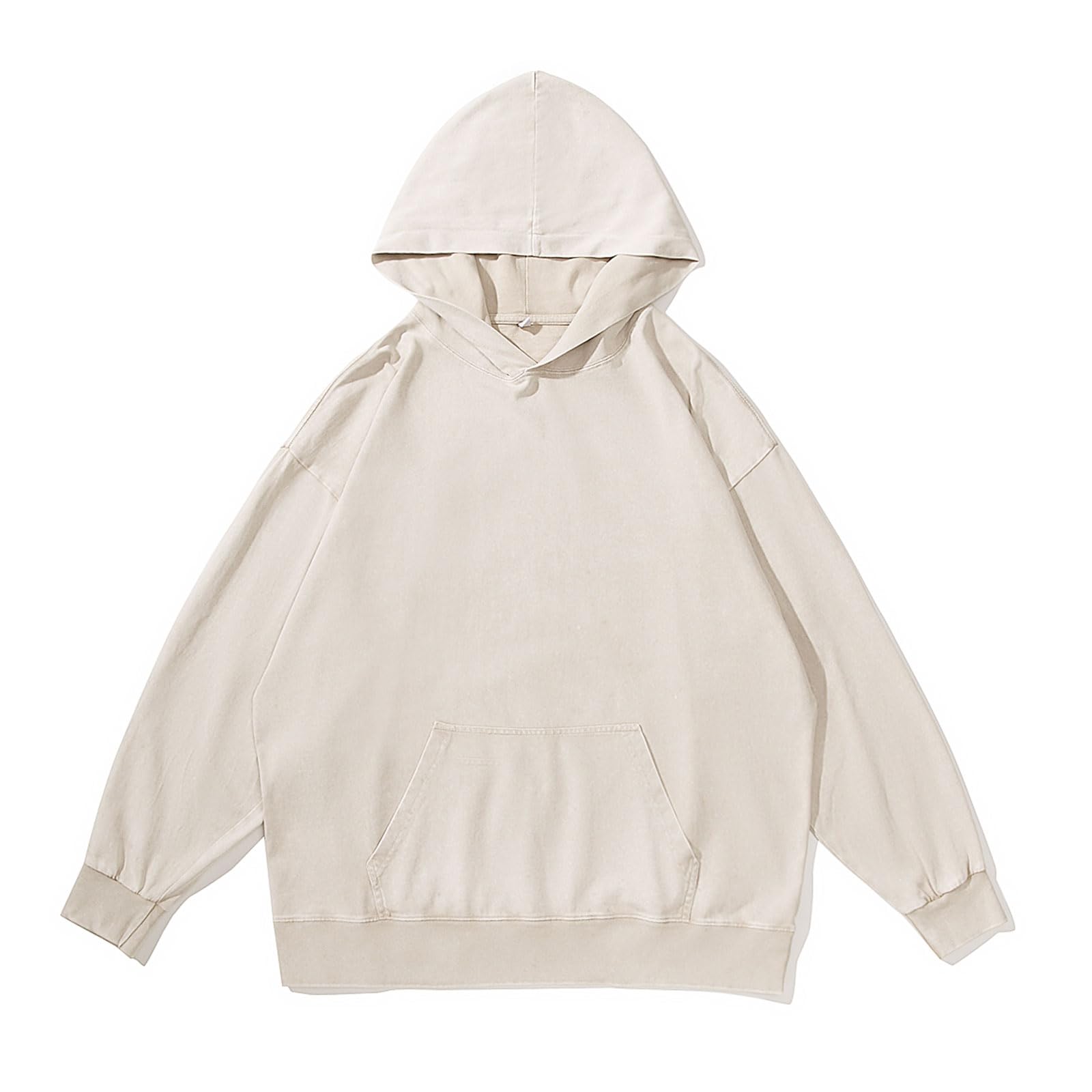 Bobeutou Oversized Hoodie Men Vintage Cotton Casual Hooded Sweatshirt Trendy Baggy Basic Hoodies Retro Pullover Streetwear