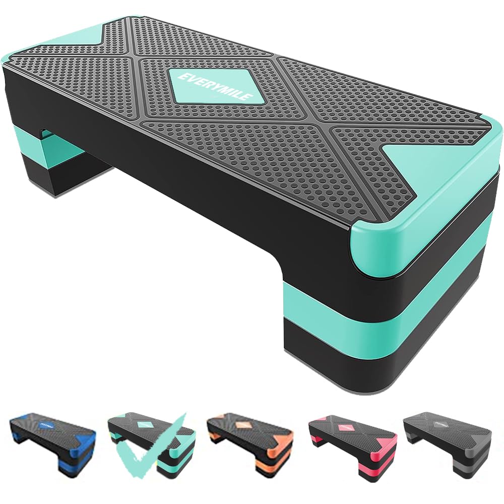Aerobic Exercise Step, Adjustable Aerobic Stepper for Exercise, Workout Step Platform, Step Up Box, 26.5" Step Deck with 4” 6” 8” Adjustable Height Risers, Women Home Gym Fitness
