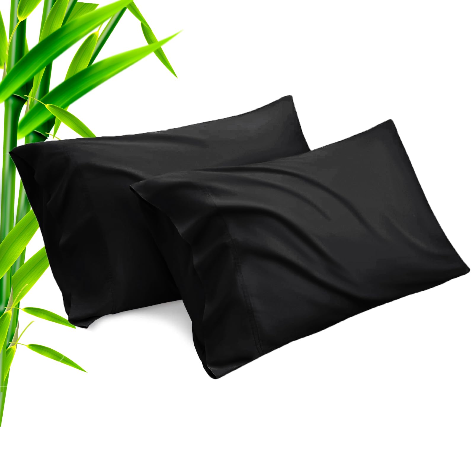 Pillow Cases Standard Size 2 Pack, Bamboo Rayon Cooling Pillowcases with Envelope Closure, Cool Breathable Pillow Case for Hot Sleepers & Night Sweats, 20x26 inches, Aqua Blue