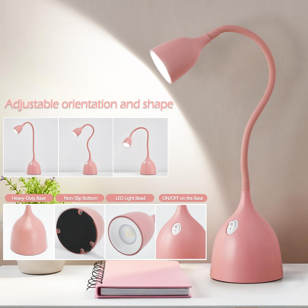 EJIAXIN Gooseneck Desk Lamp 360° LED Flexible Reading Light Small Desk Lamps for Small Spaces Home Office Bedroom College Dorm Desk Bookshelf Nightstand Table Lamp (Purple)
