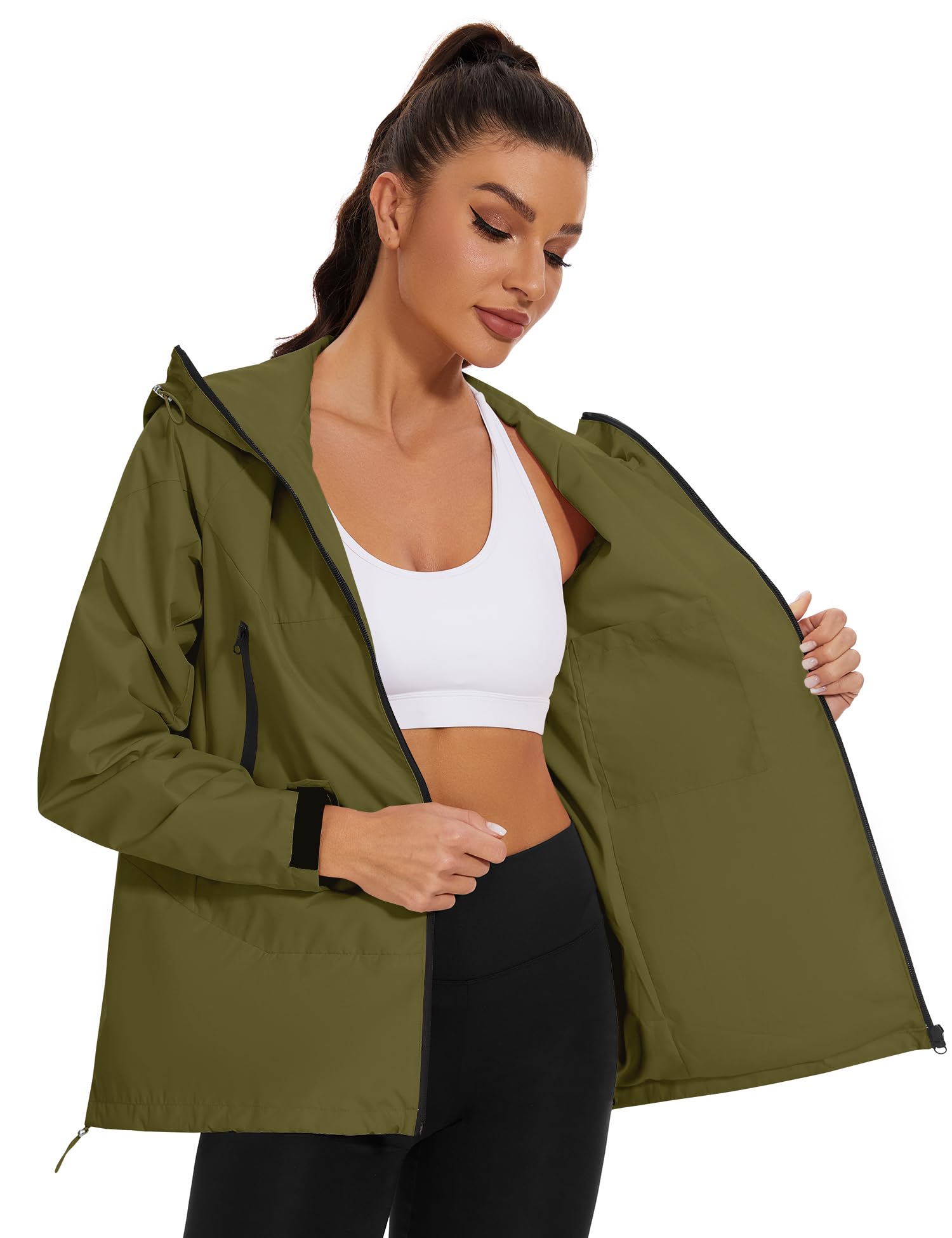 Avoogue Rain Jacket for Women Waterproof Lightweight Rain Coat Hiking Windbreaker Jacket with Hood