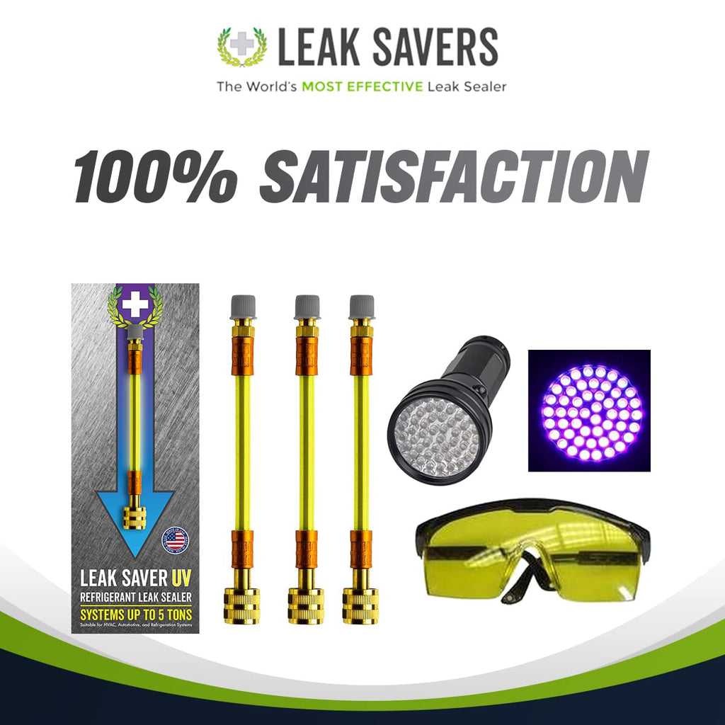 Leak Saver Direct Inject Small System with UV Dye - Refrigerant Leak Sealer - Detects Large Leaks - Ideal for Most Small Home Appliances and HVAC Systems up to 1 Ton - Proudly Made in The USA