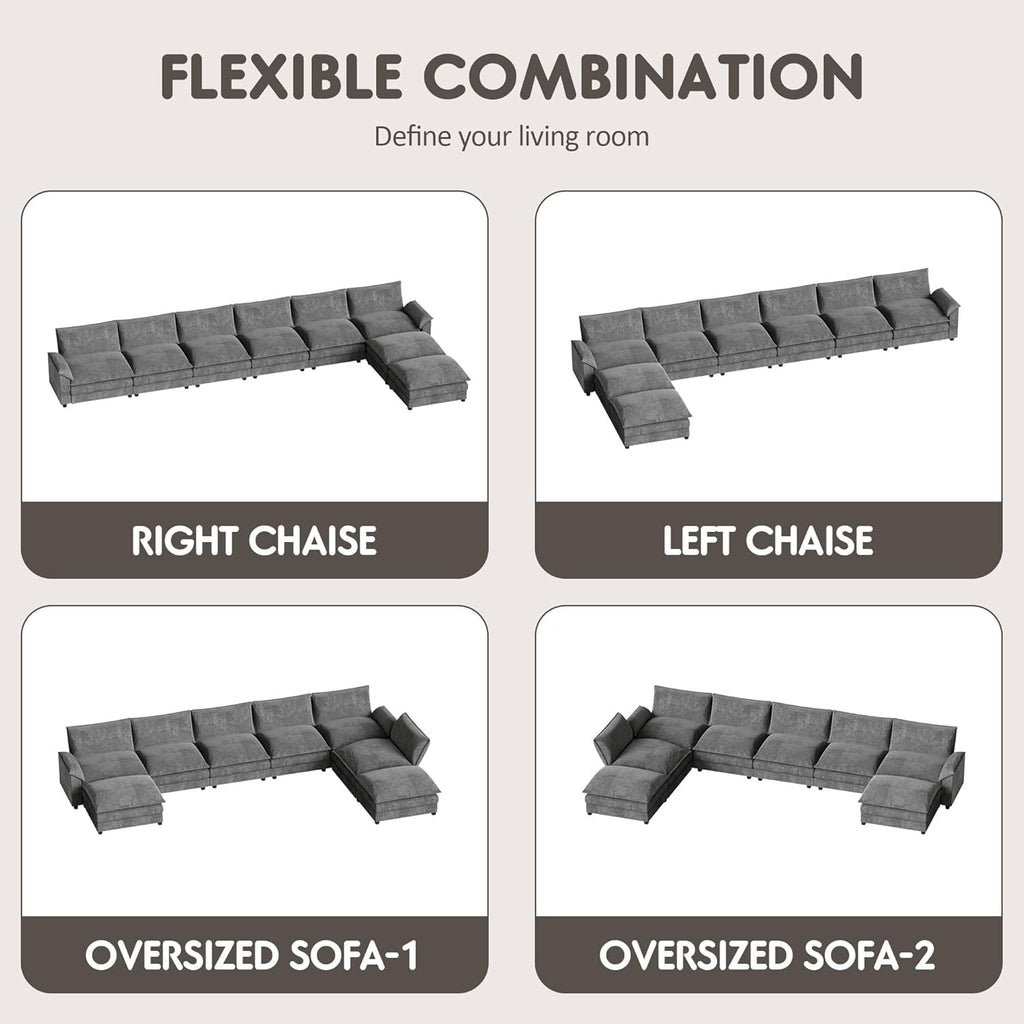 Homall 80" Modular Sectional Sofa, Loveseat Sofa Couch with Double-Layer Cushion, DIY Combination Chenille Deep 2-Seat Cloud Couch for Living Room, Apartment (Bright Grey, Loveseat Sofa)