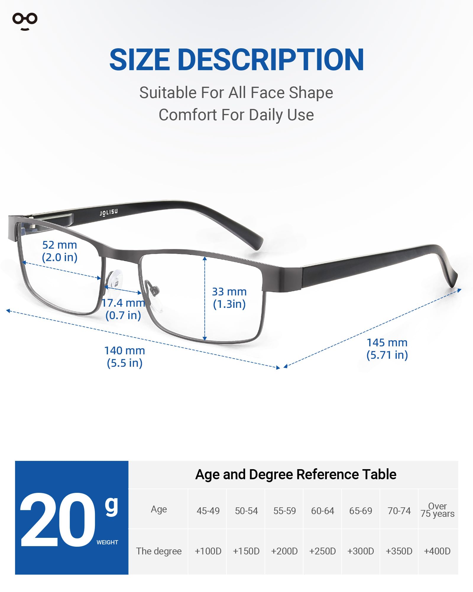 JOLISU 5PCS Reading Glasses Men - Blue Light Blocking Computer Metal Thin Frame Readers For Mens/Women （0.5）
