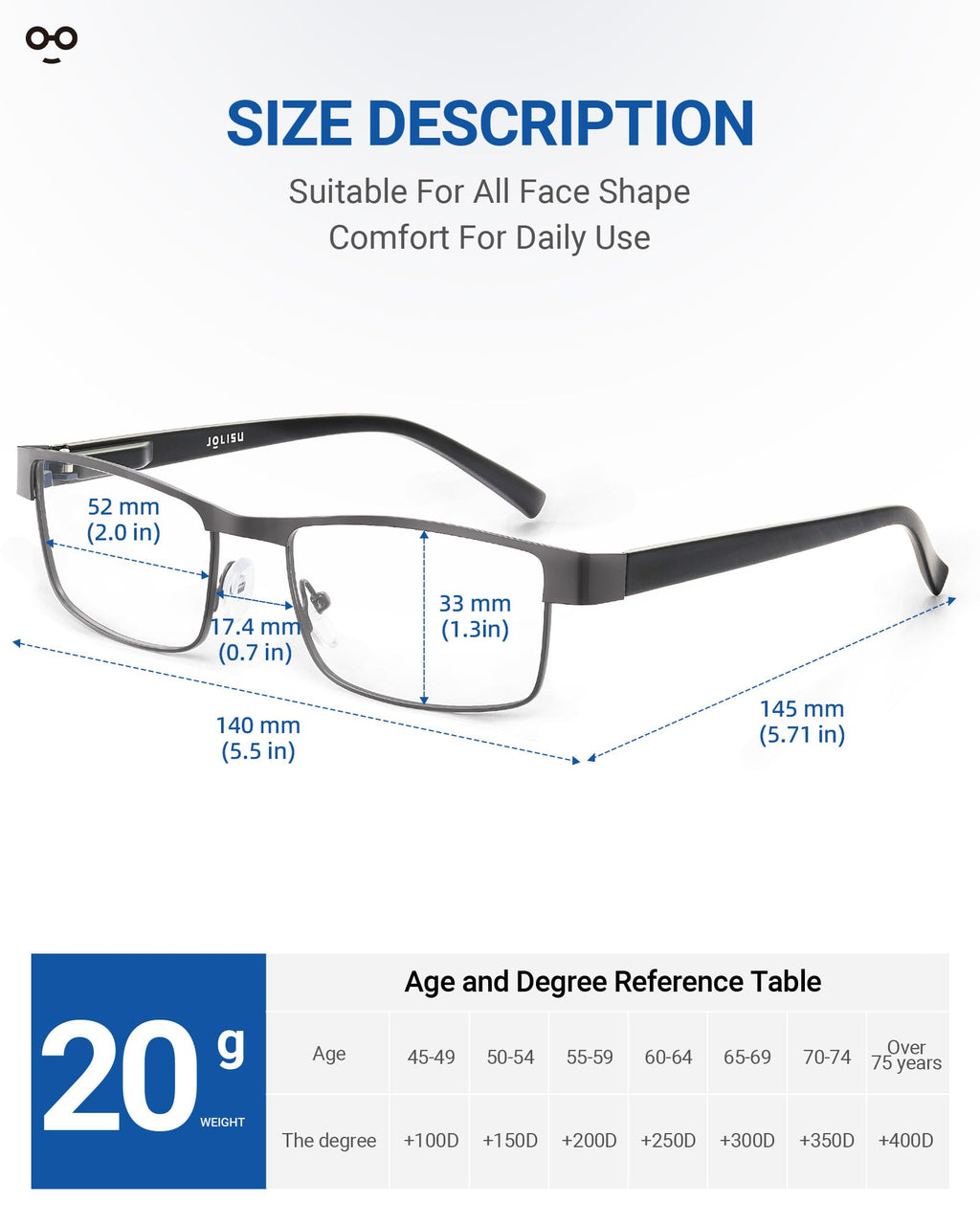 JOLISU 5PCS Reading Glasses Men - Blue Light Blocking Computer Metal Thin Frame Readers For Mens/Women （0.5）