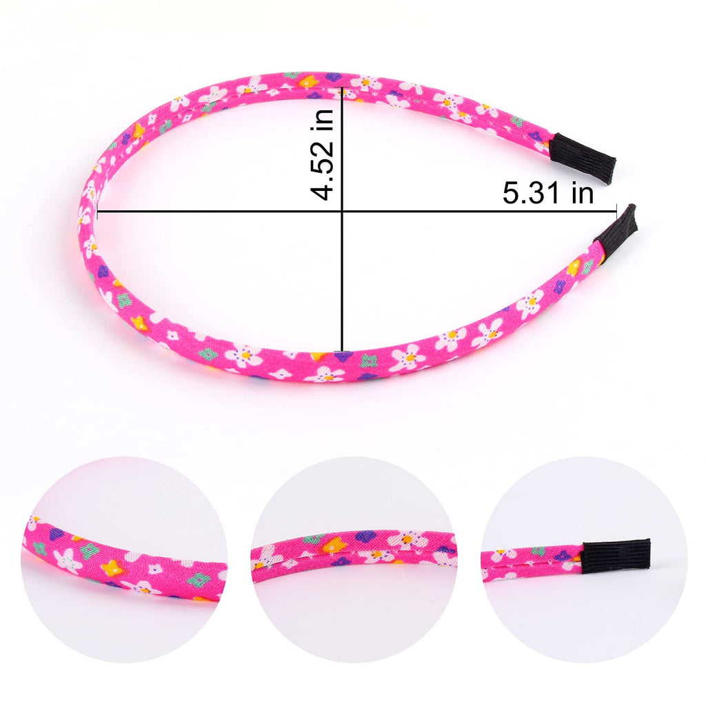 Fishdown Headbands for Girls 12Pcs Thin Head Bands for Girls Hairbands for Toddler Floral Cloth Fabric Covered Headband Birthday Party Favors