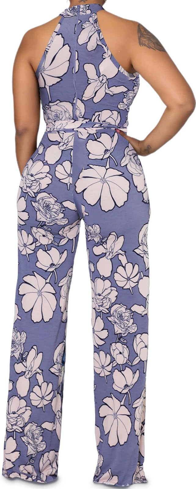 Jumpsuit for Women Sexy Elegant Long Straight Pants Cocktail Printing Jumpsuits Party Club with Zipper