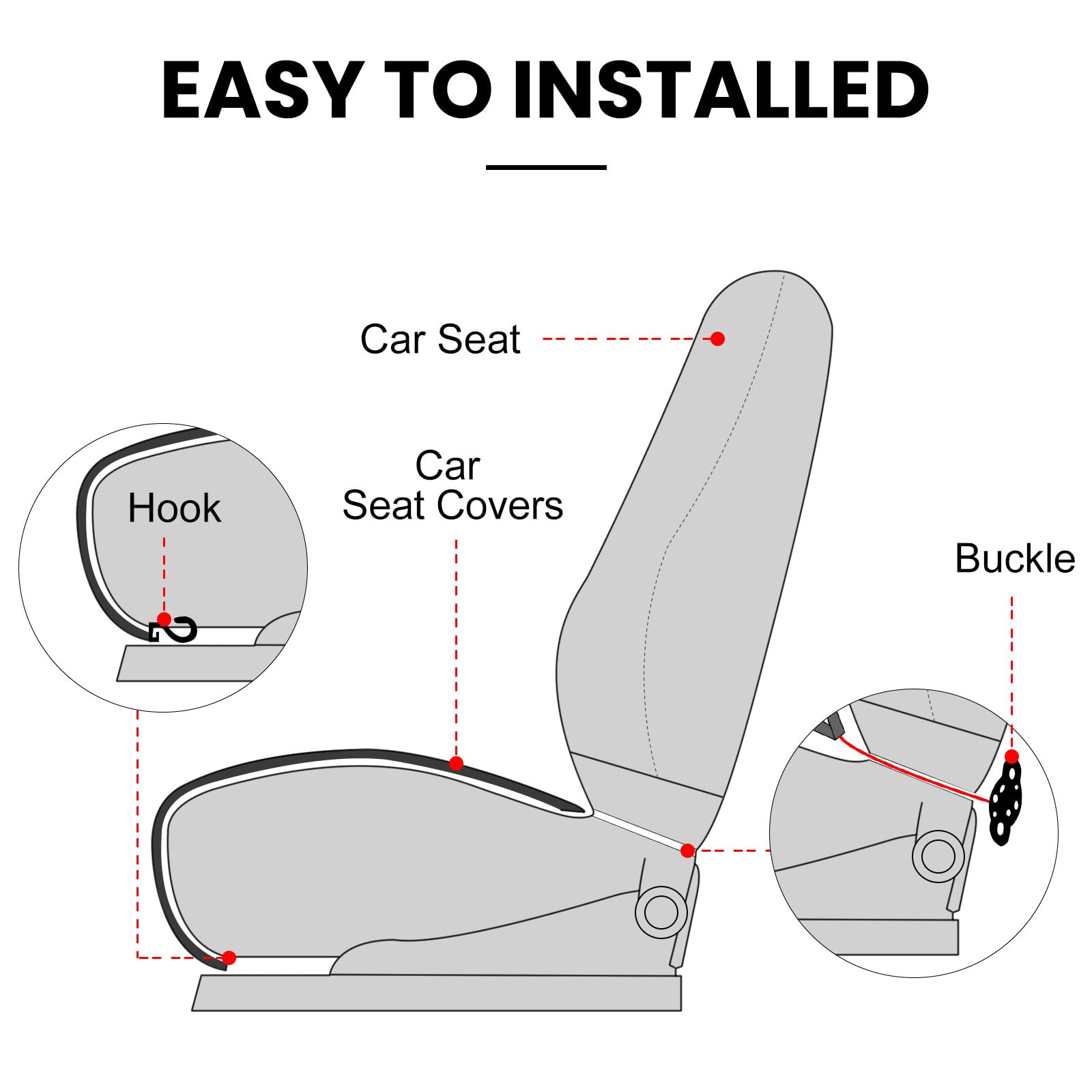 surpassme Comfortable Car Seat Covers Universal Front Seat Covers for Car Accessories, Padded Car Interior Covers for Automotive, SUV, Truck, and Van(Black)