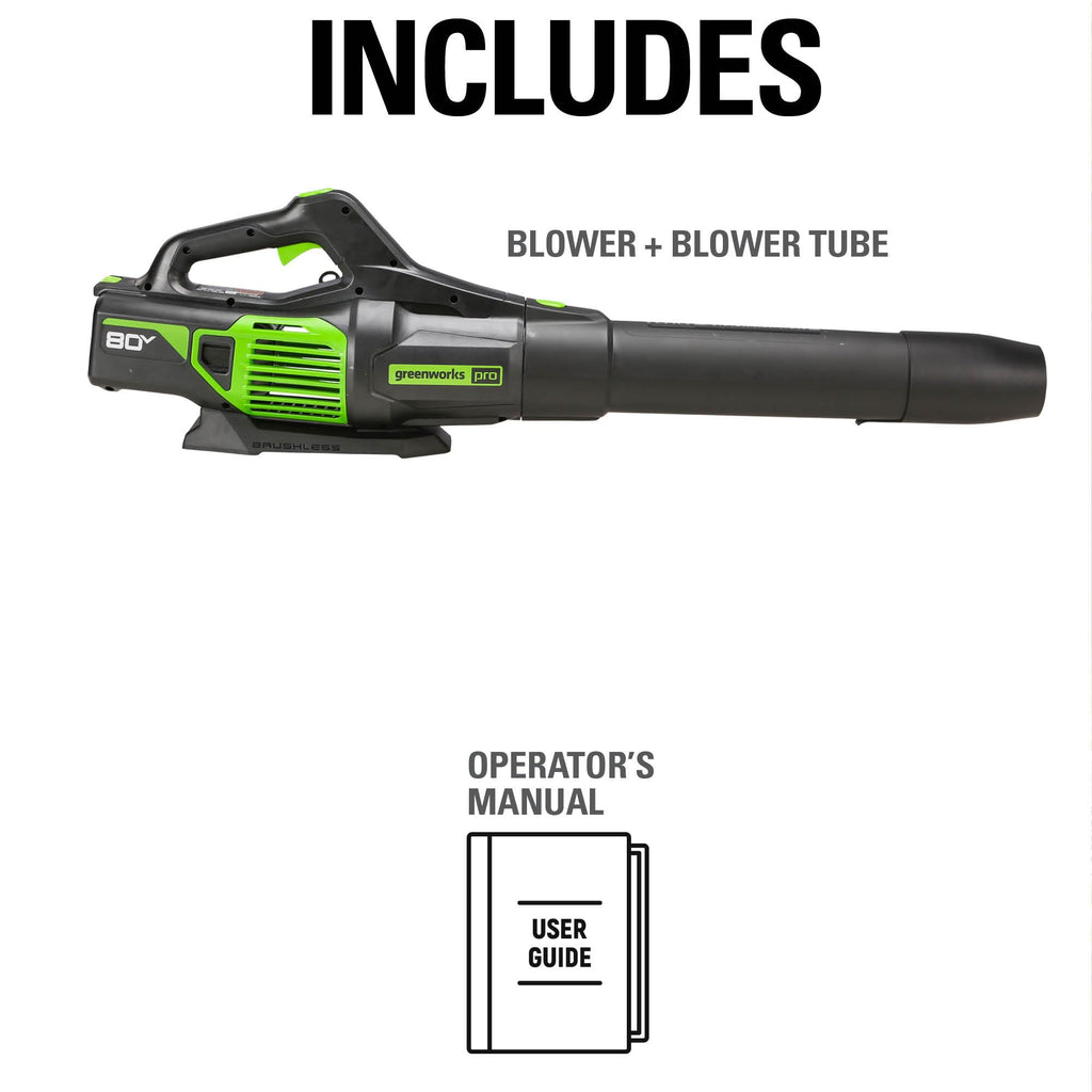 Greenworks 80V (150 MPH / 500 CFM / 75+ Compatible Tools) Cordless Axial Leaf Blower, 2.0Ah Battery and Charger Included