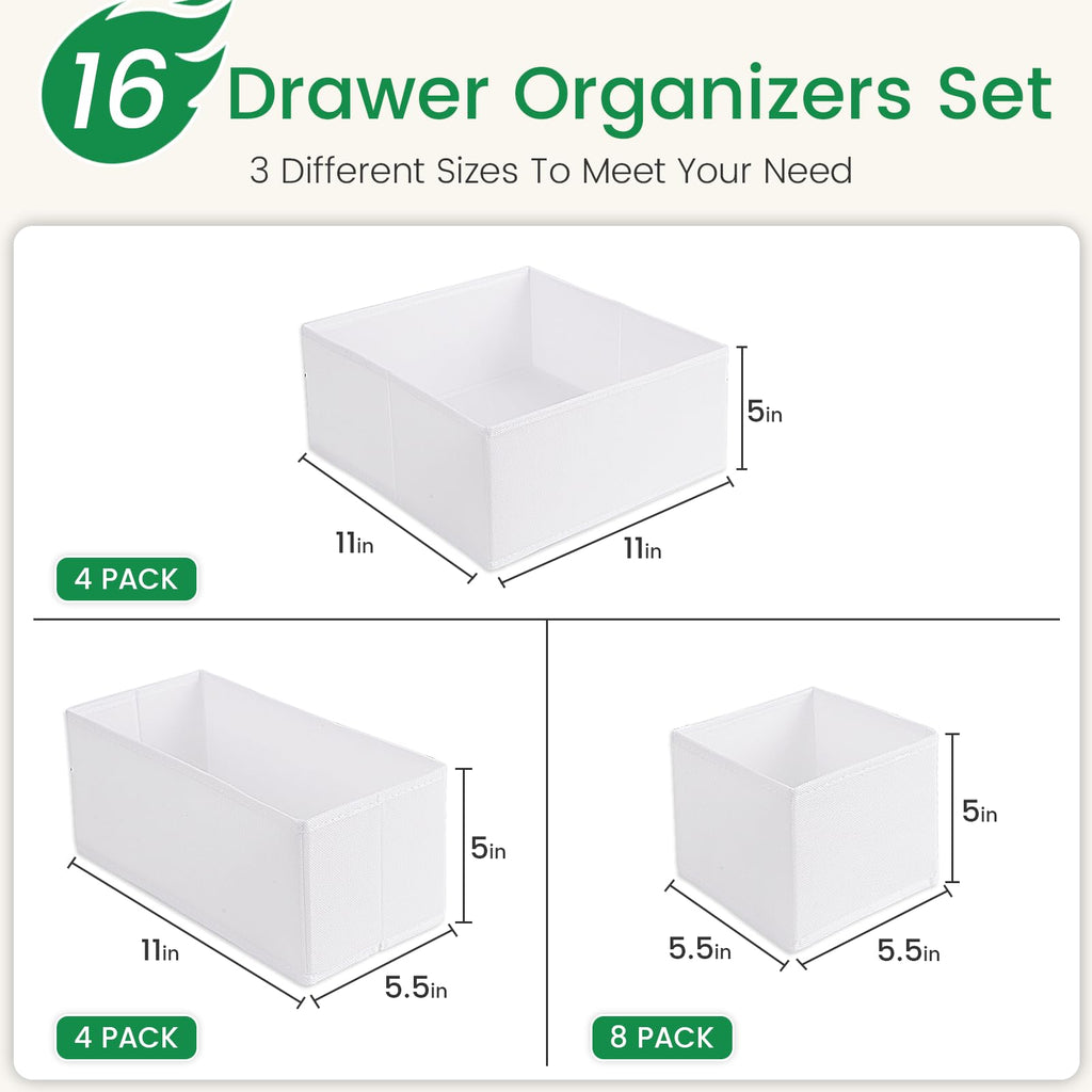 Criusia Drawer Organizer Clothes, 8 Pack Underwear Drawer Organizer, Foldable Cloth Storage Box Closet Organizers and Storage for Clothes, Socks, Scarves, Ties (Beige)