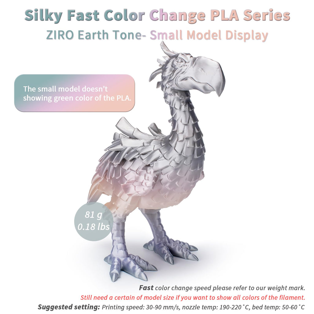 ZIRO Fast Color Change PLA, 1.75mm Color Gradient Filament, Glossy Rainbow PLA Filaments, Fit Most 3D Printer Pen, Shiny Surface 1KG/2.2lbs Spool, Aqua Sky (Silk)
