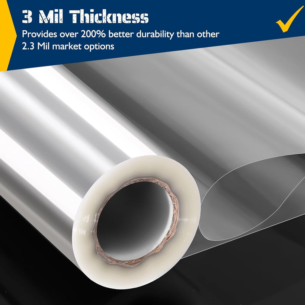 Vanhench Clear Cellophane Wrap, 16" x 200' 3Mil Thick Cellophane Wrap Roll for Gift Basket Treats Goodie Bouquet Flower Wrapping, Clear Plastic Wrap for Gifts Table Covering Packing Supplies