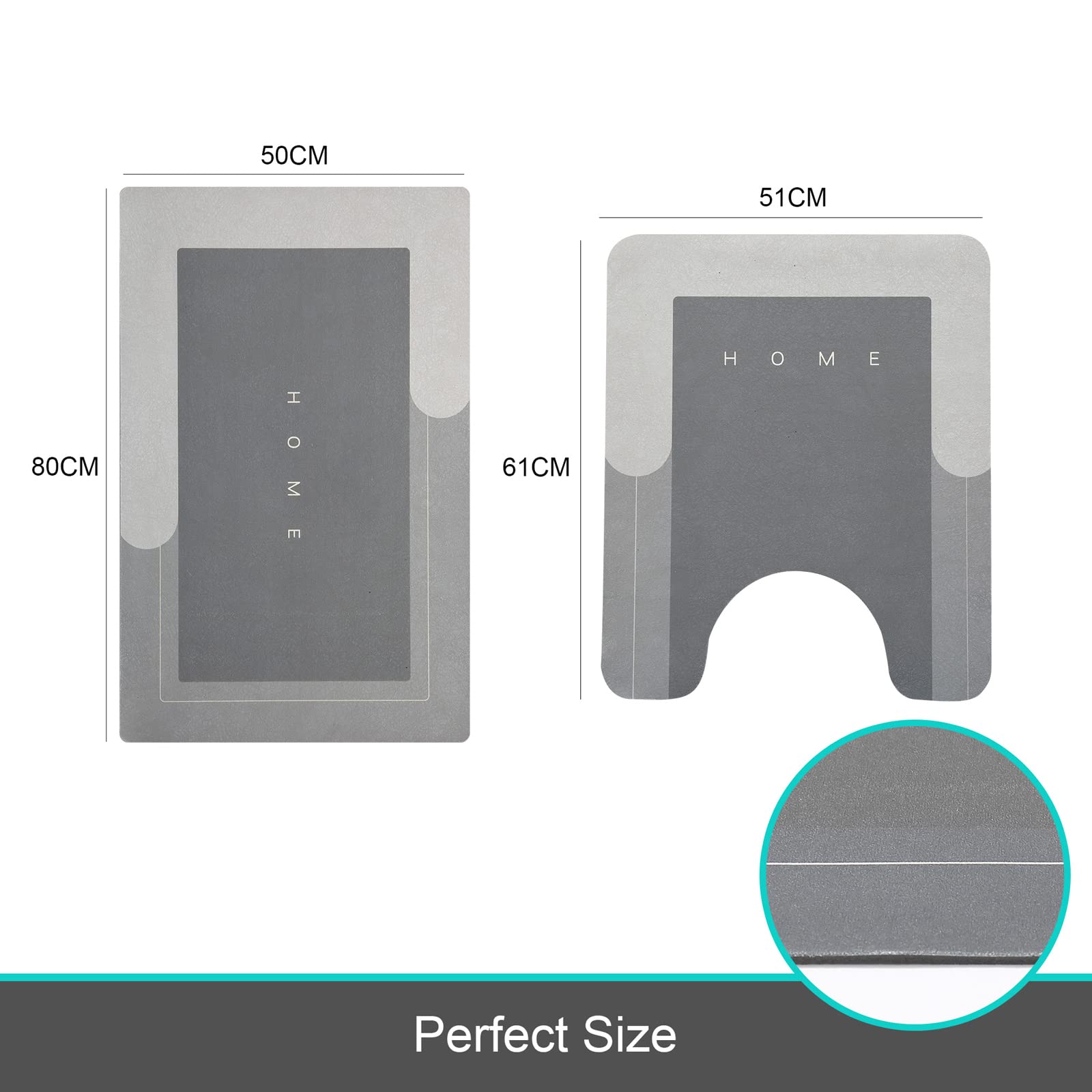 HelloTree 2Pcs Ultra Soft Napa Skin Bath Mat and U-Shaped Toilet Rug, Water Absorbent and Non Slip Shower Bath Rug for Bathroom, Tub and Shower - 20"x32"+20"x24", Blue