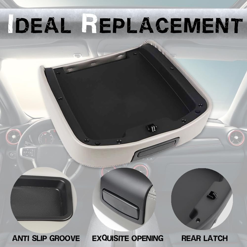 Upgrade Silverado/Sierra Center Console Armrest lid Cover Compatible with 2007-2013 Silverado Tahoe Suburba Avalanche Sierra Yukon XL Arm rest Center Console Cover Lid, Replac OE 19328711, Beige