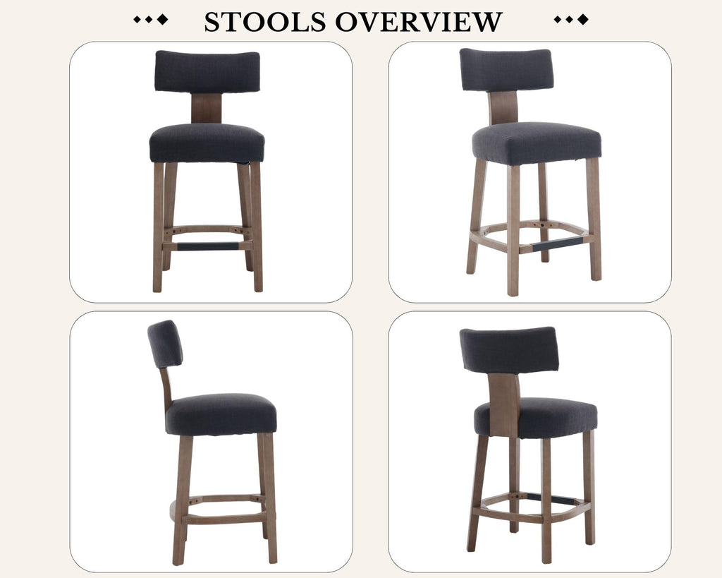 Farmhouse 30'' Extra Tall Bar Stools Set of 2 Modern Counter Height Barstools with Backs Rustic Wood Bar Stools Linen Upholstered Counter Chairs Kitchen Island Stool Chairs with Wood Frame, Beige