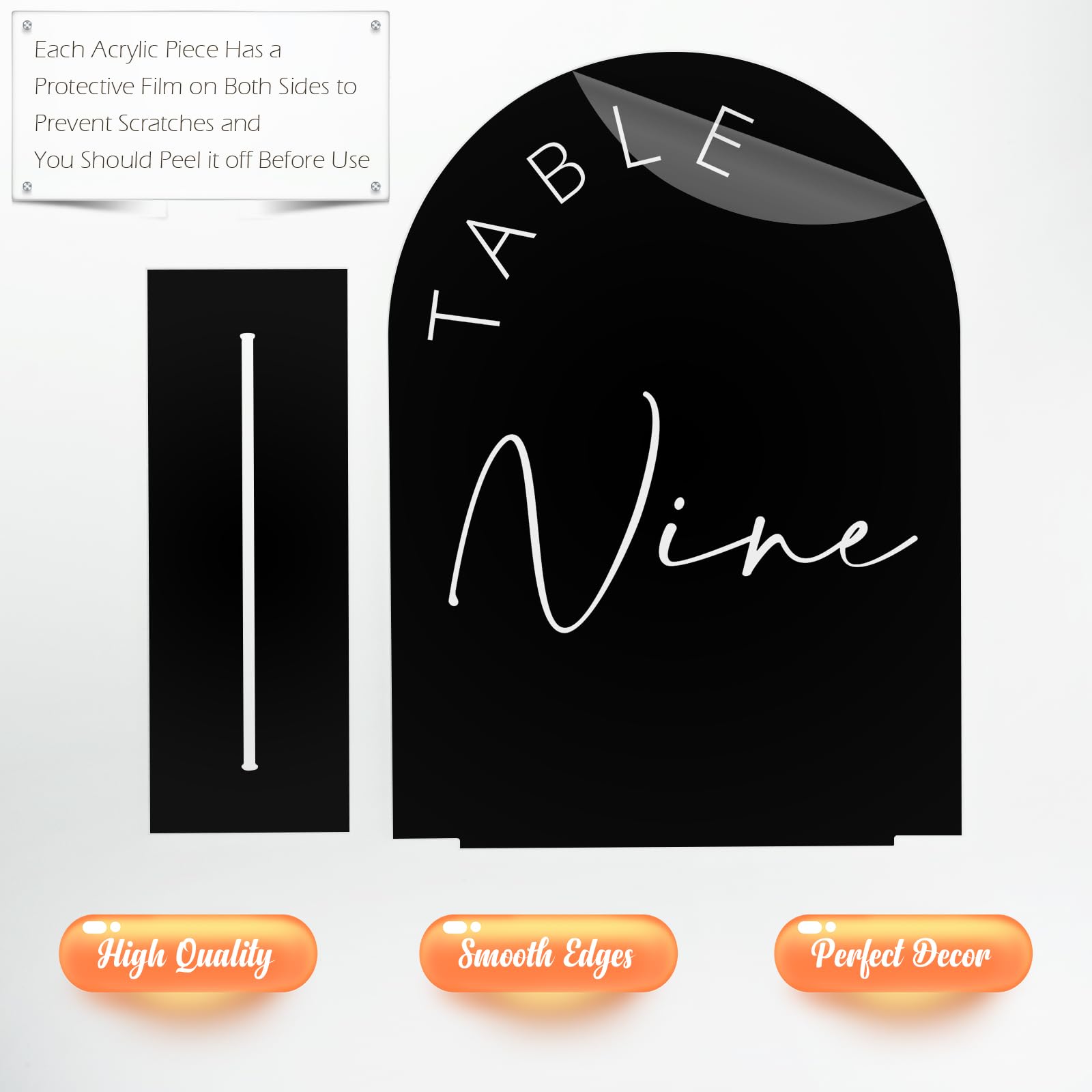 Black Arched Wedding Table Numbers 1-10 with Stands, 5x7 Inch Black Arch Acrylic Sign with Gold Letters, Acrylic Table Numbers for Wedding Reception