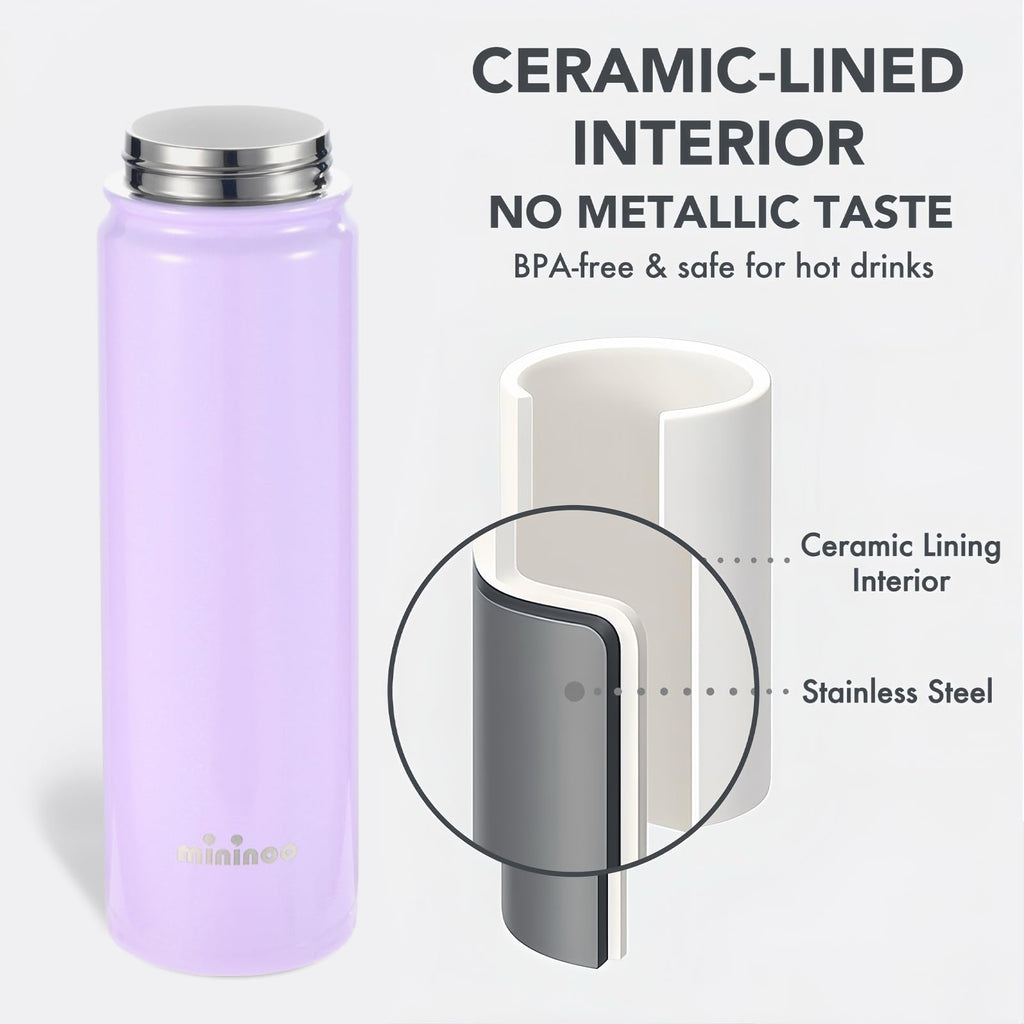 mininoo 24 oz Insulated Water Bottle with Straw Lid, Stainless Steel Double Wall Vacuum, Leak Proof, BPA Free, Keep Cold for 24H & Hot for 12H-2 pack(Black)