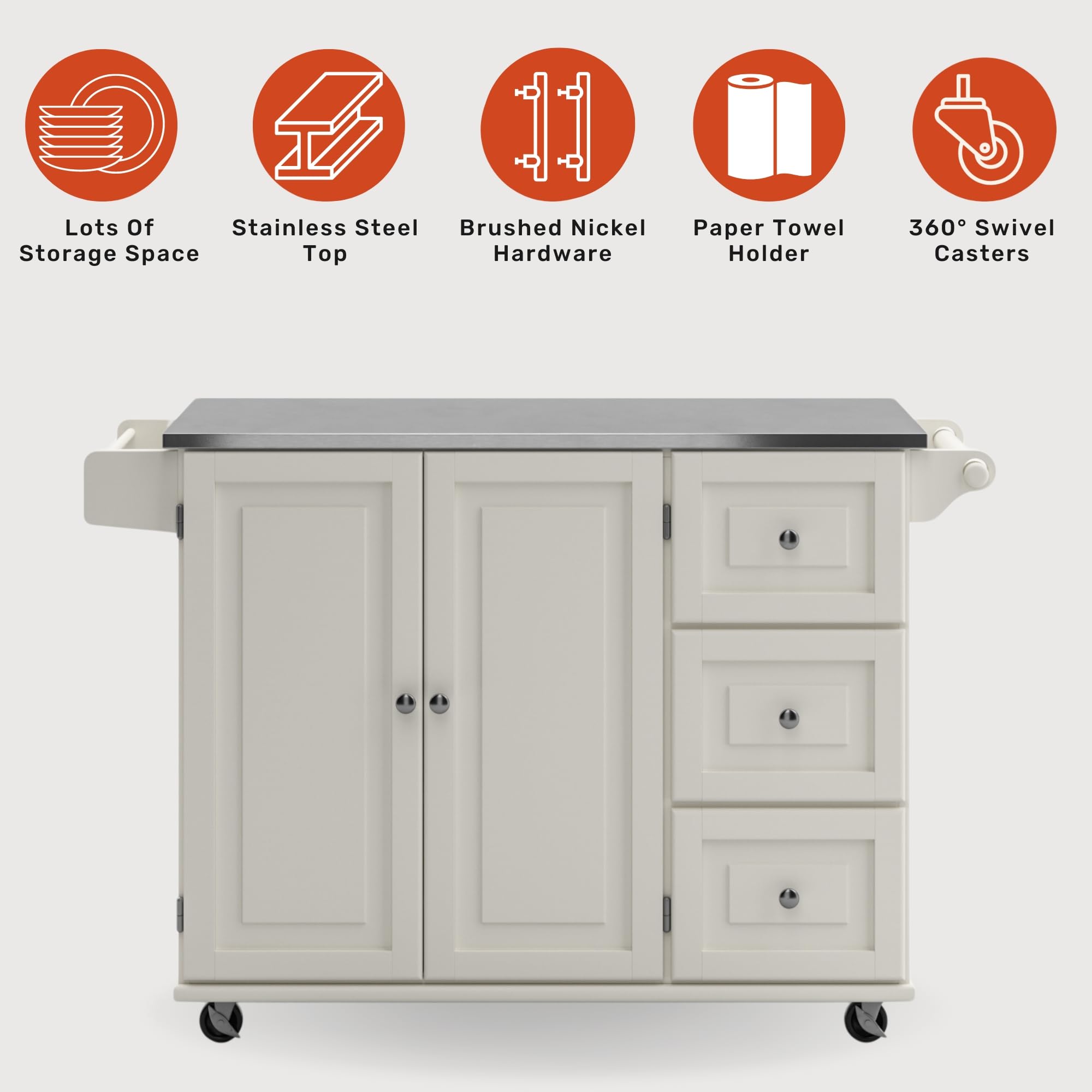 Homestyles Mobile Kitchen Island Cart with Stainless Steel Top, Blue