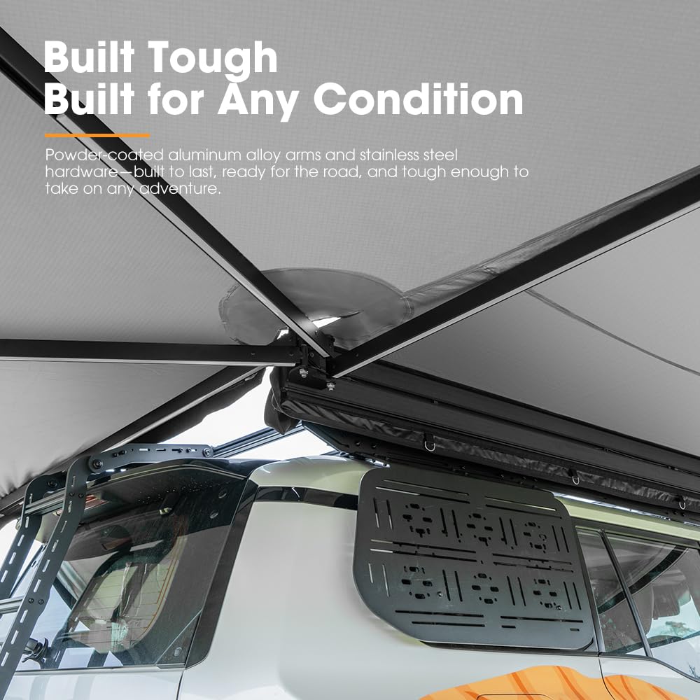 SanHima Vehicle Awning 4.6ft x 6.6ft - Roof Rack Pull Out Side Awning 30ft² Sun Shade UPF50+ Weatherproof for Camping Car SUV Truck Van