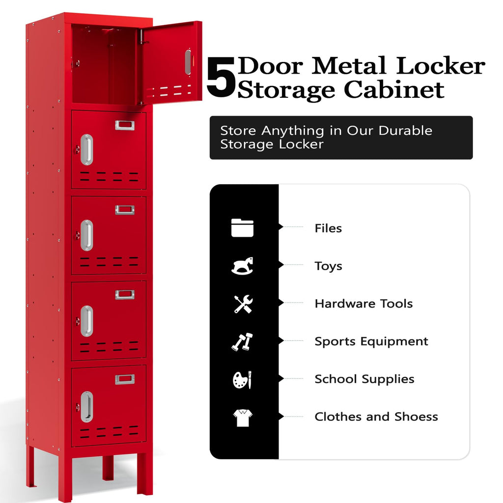 Lockers,Metal Locker, (Beige, 1 Door - (66.15" H x 11.8" W x 11.8" D))