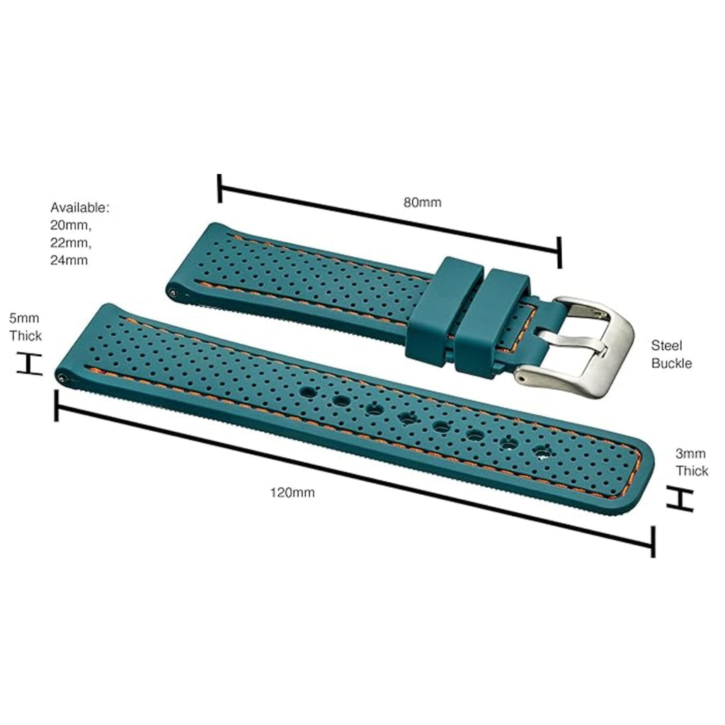 ALPINE Sporty Premium Soft Silicone Adjustable Watch Band - Replacement Rubber Watch Bands for Women & Men - Waterproof Quick Release Watch Straps - Compatible with Regular & Smart Watch Bands