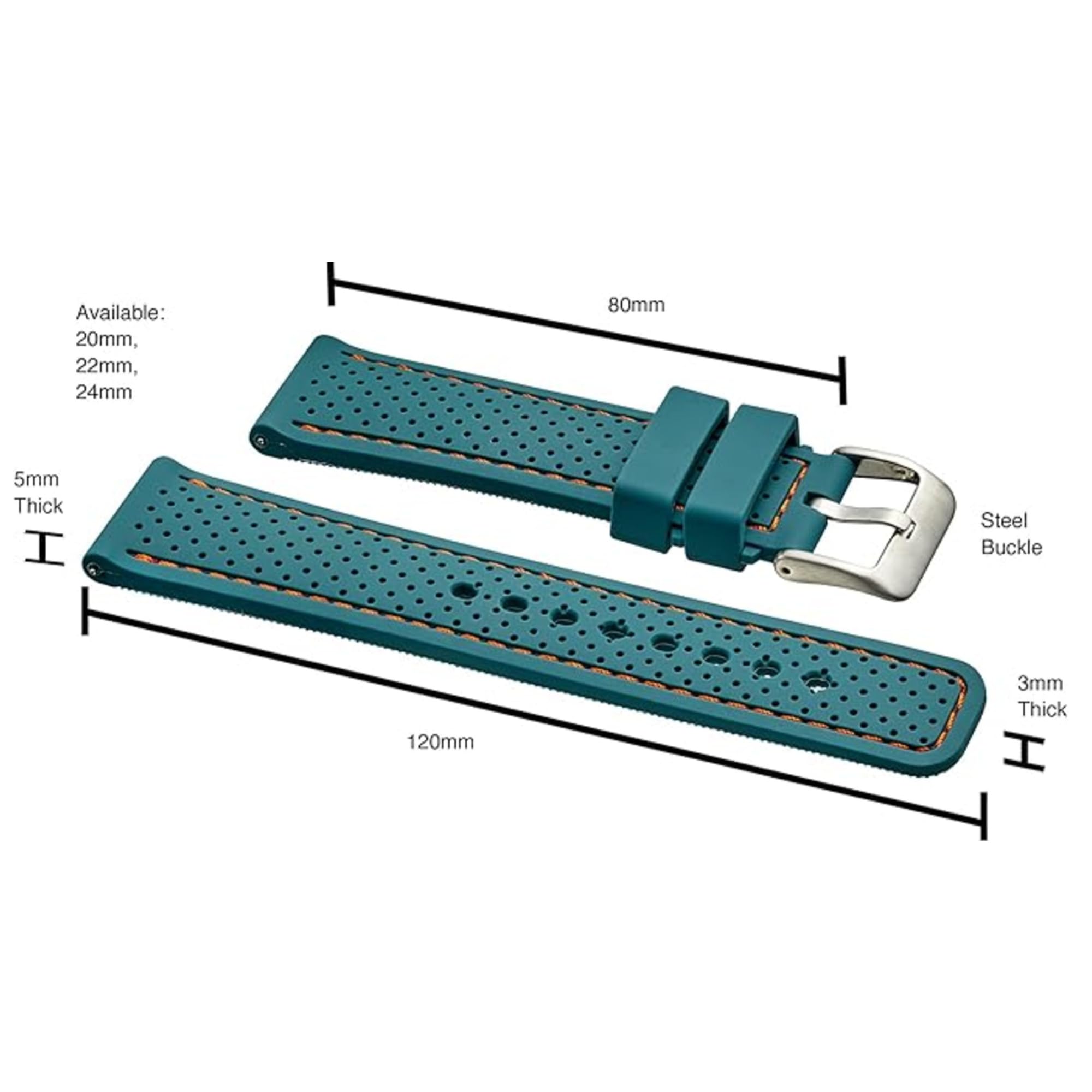 ALPINE Sporty Premium Soft Silicone Adjustable Watch Band - Replacement Rubber Watch Bands for Women & Men - Waterproof Quick Release Watch Straps - Compatible with Regular & Smart Watch Bands