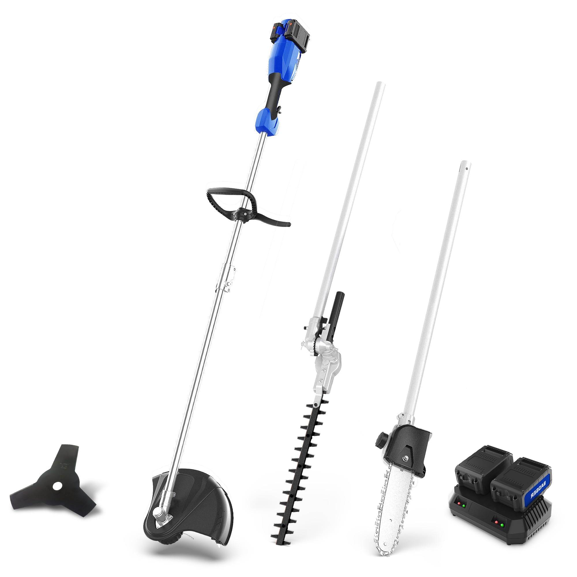 Wild Badger Power 20V Weed Wacker, Leaf Blower, Wheeled Edger Kit Electric with 2 * 2Ah Battery & Charger, String Trimmer, Lightweight, Adjustable Telescopic Shaft, Fast-Charging