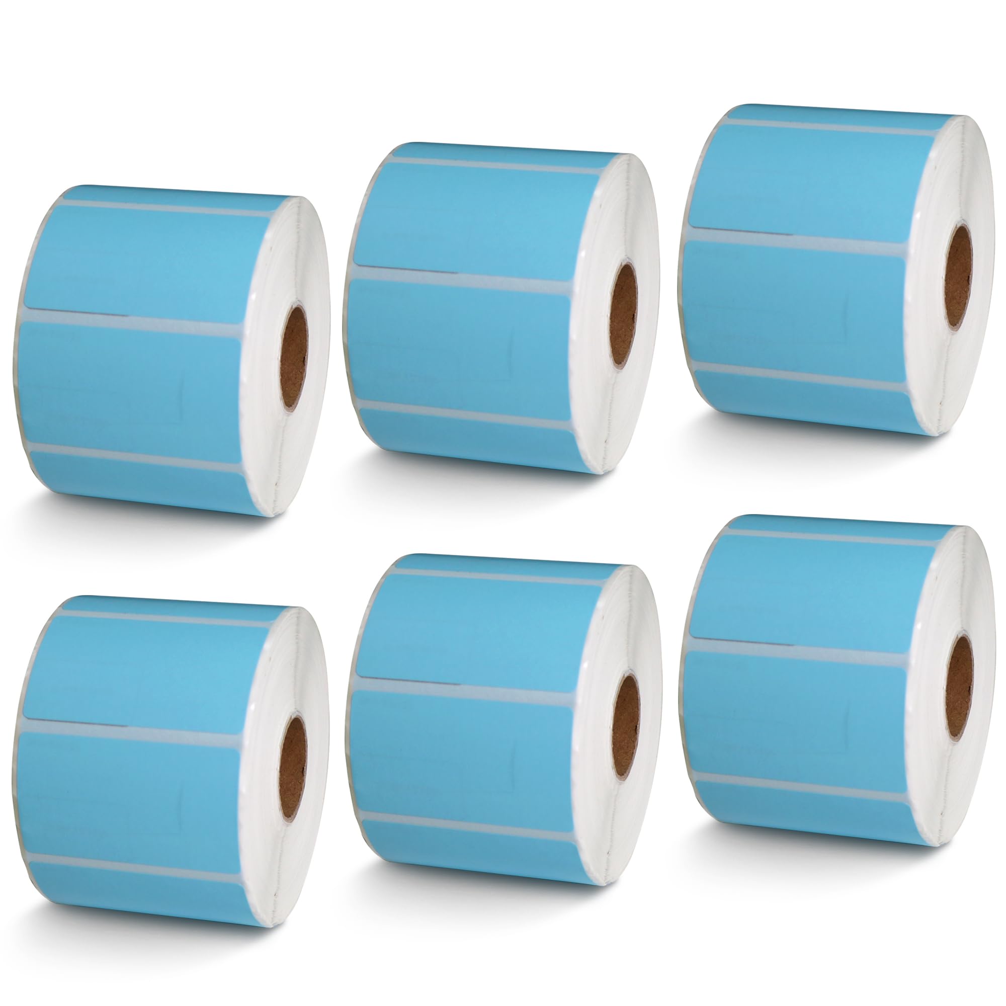 BETCKEY - 1" x 0.5" Small Labels Compatible with Zebra & Rollo Label Printer, Premium Adhesive & Perforated[Light Blue, 6 Rolls, 14580 Labels]
